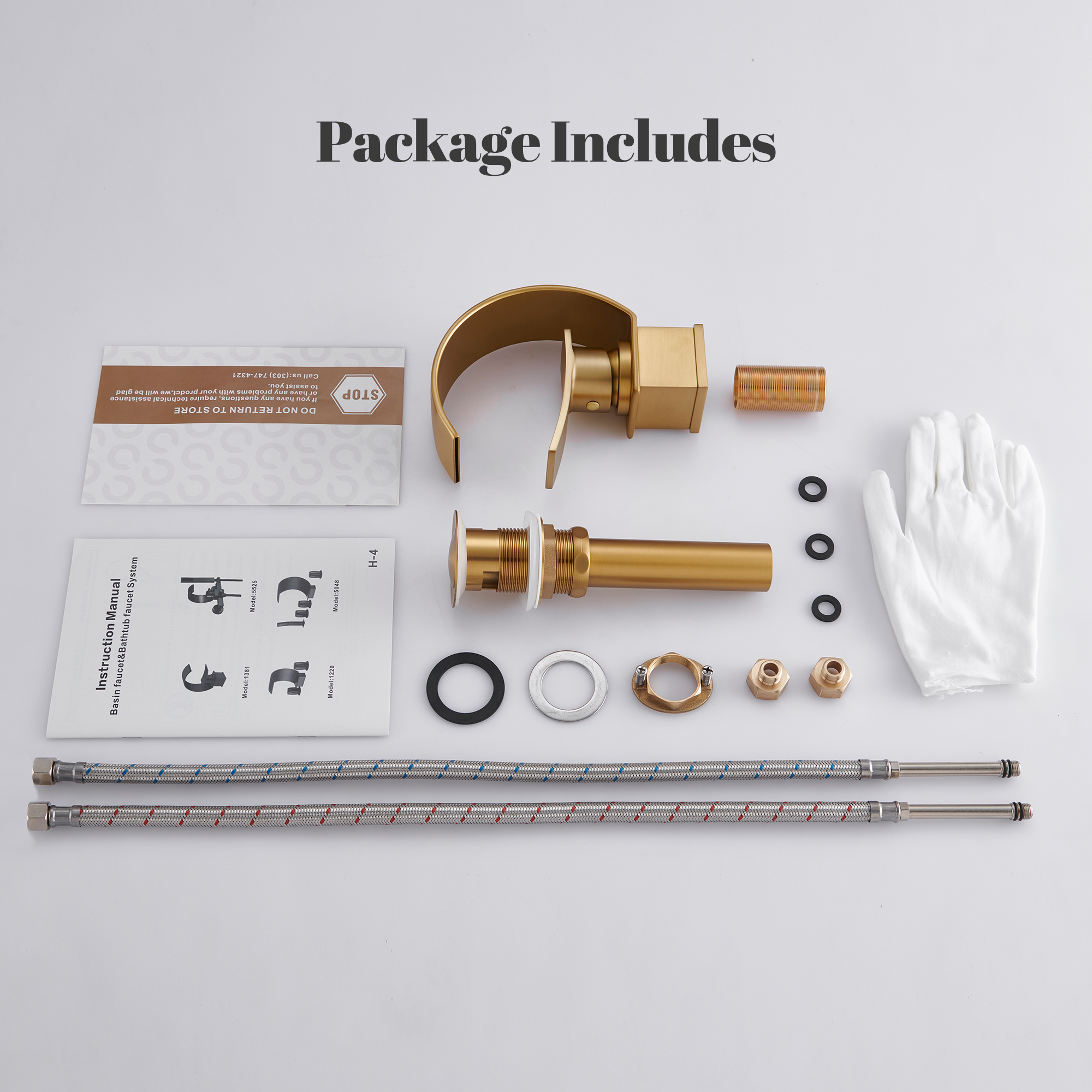 High Arc Single-Handle Waterfall Bathroom Faucet with Spotless Finish