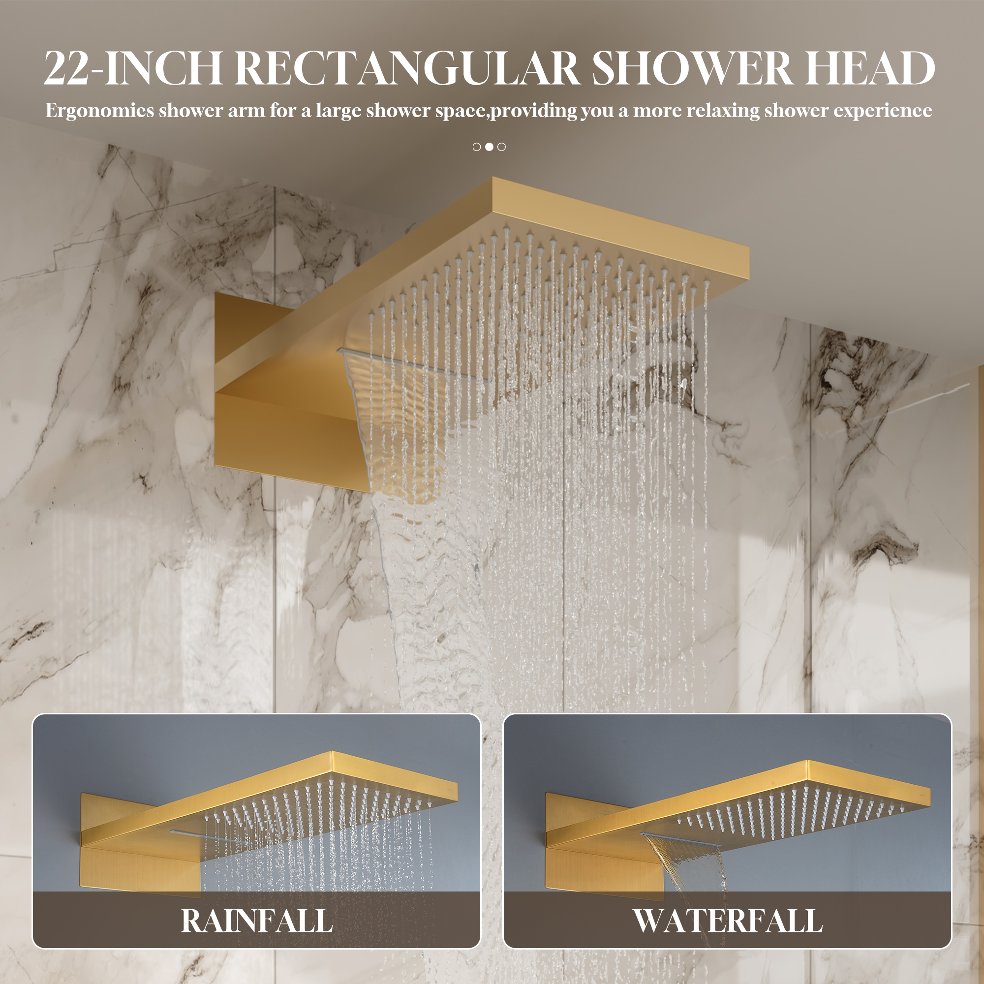 Luxury 4-Function Thermostatic Shower System with Rainfall & Body Jets