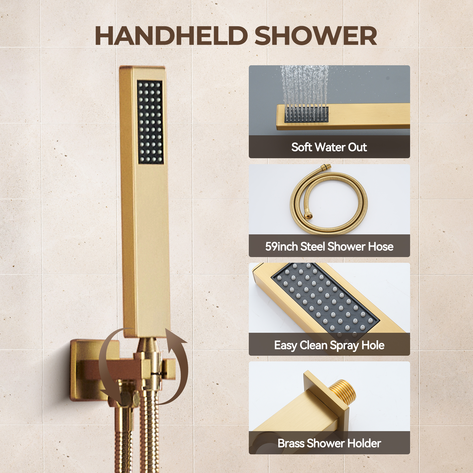12" Wall Mount Rain Shower System with Water-Powered Digital Display