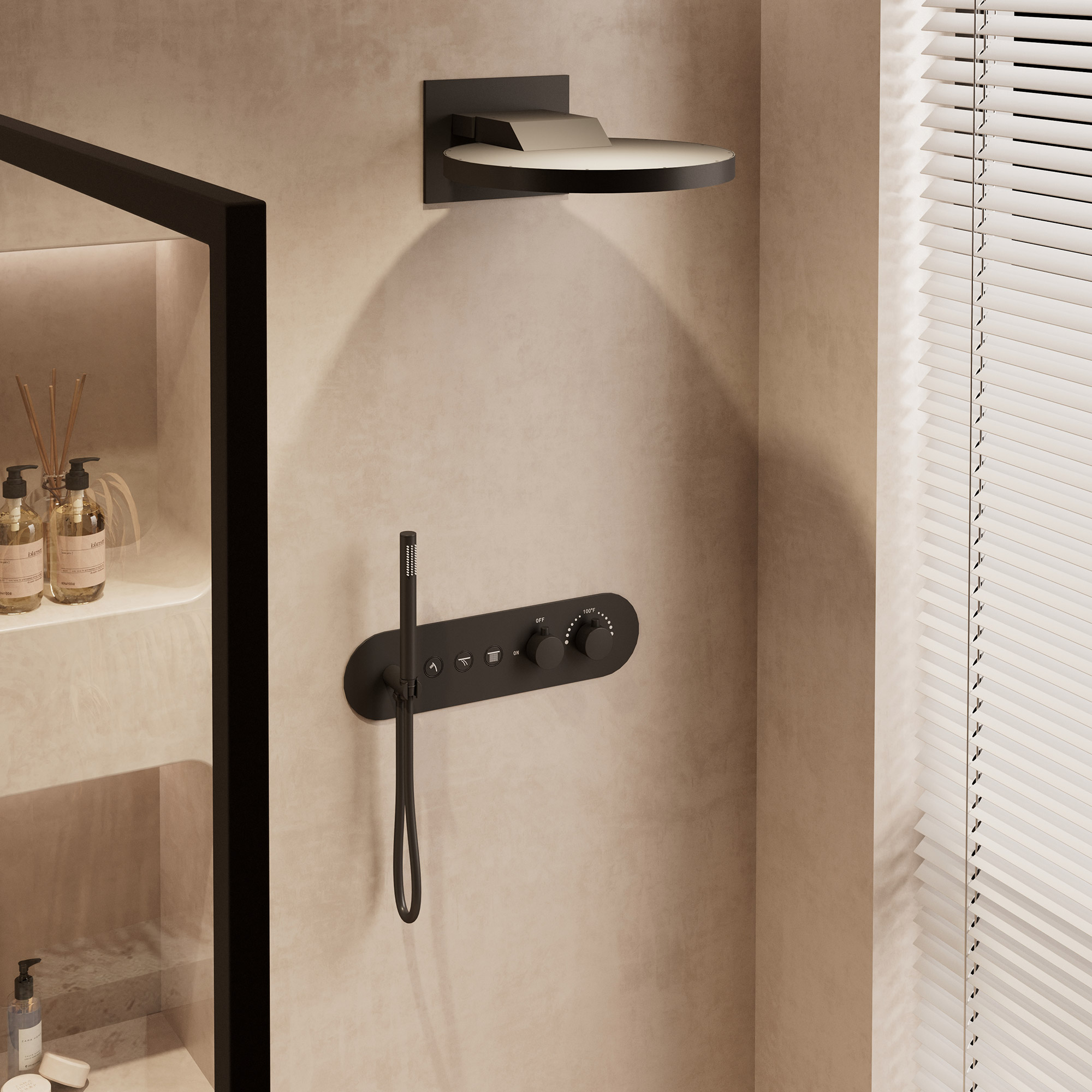 16-inch Wall-Mounted Thermostatic Shower System with Hand Shower