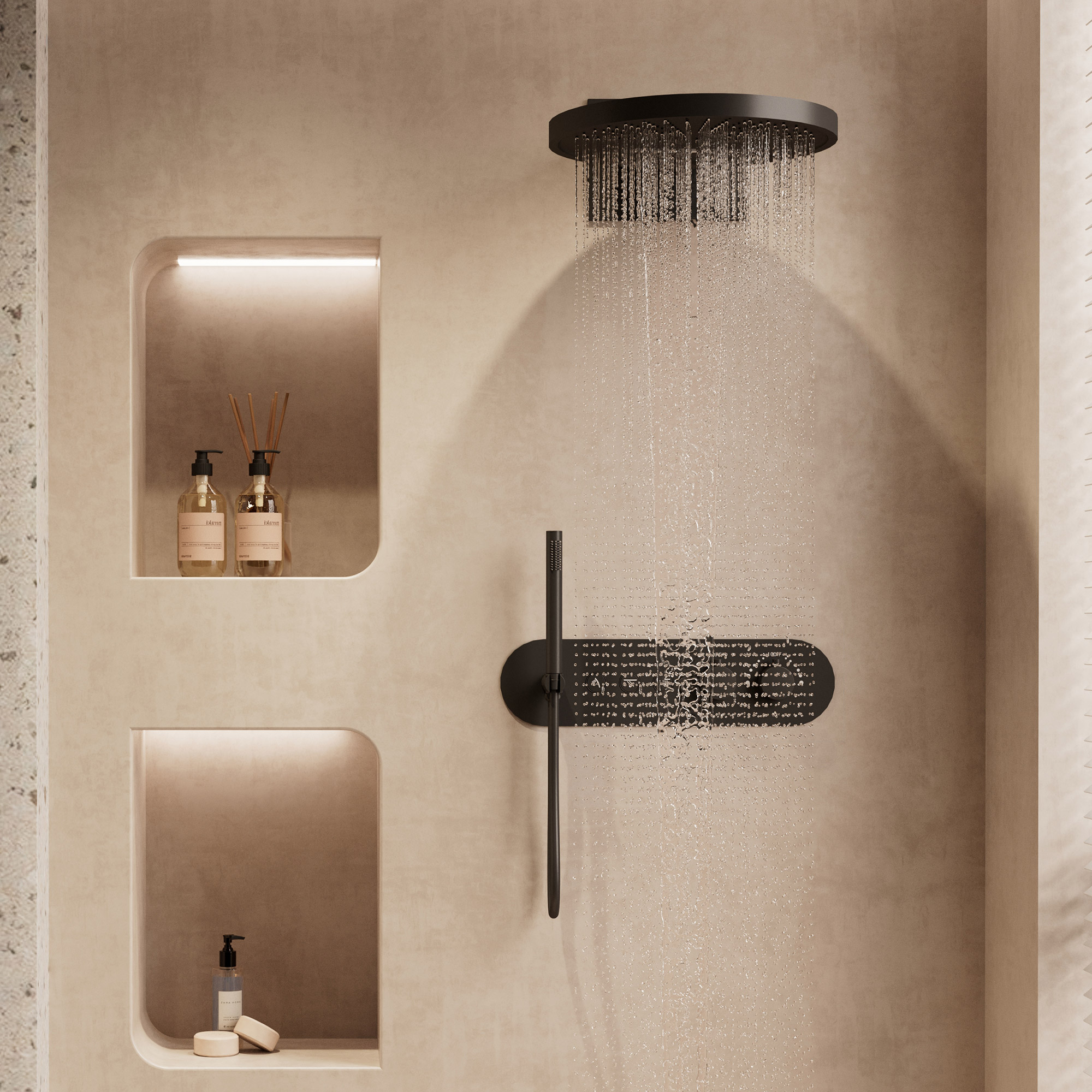 16-inch Wall-Mounted Thermostatic Shower System with Hand Shower