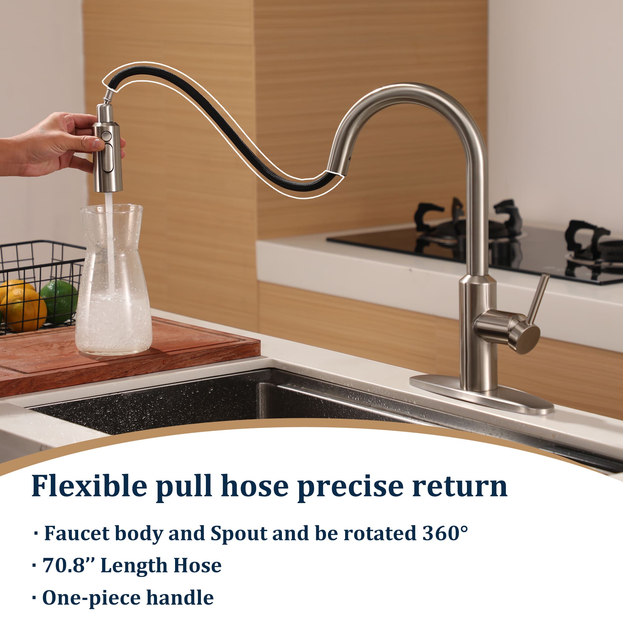 Modern Pull-Down Kitchen Faucet with Retractable Spray Head