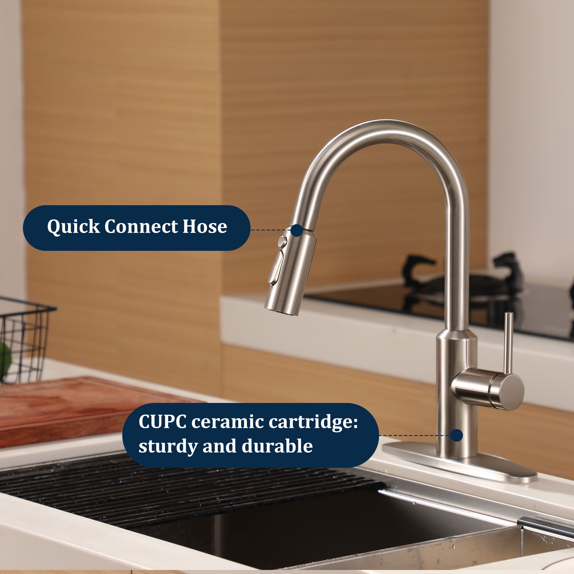 Modern Pull-Down Kitchen Faucet with Retractable Spray Head