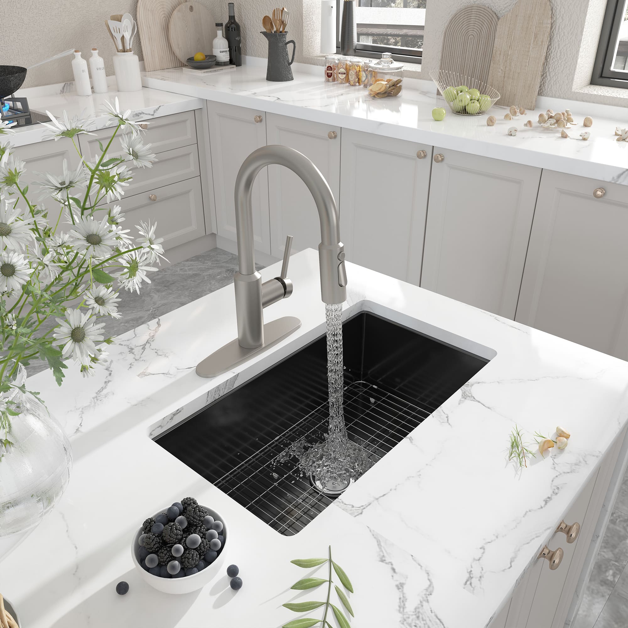 Modern Pull-Down Kitchen Faucet with Retractable Spray Head