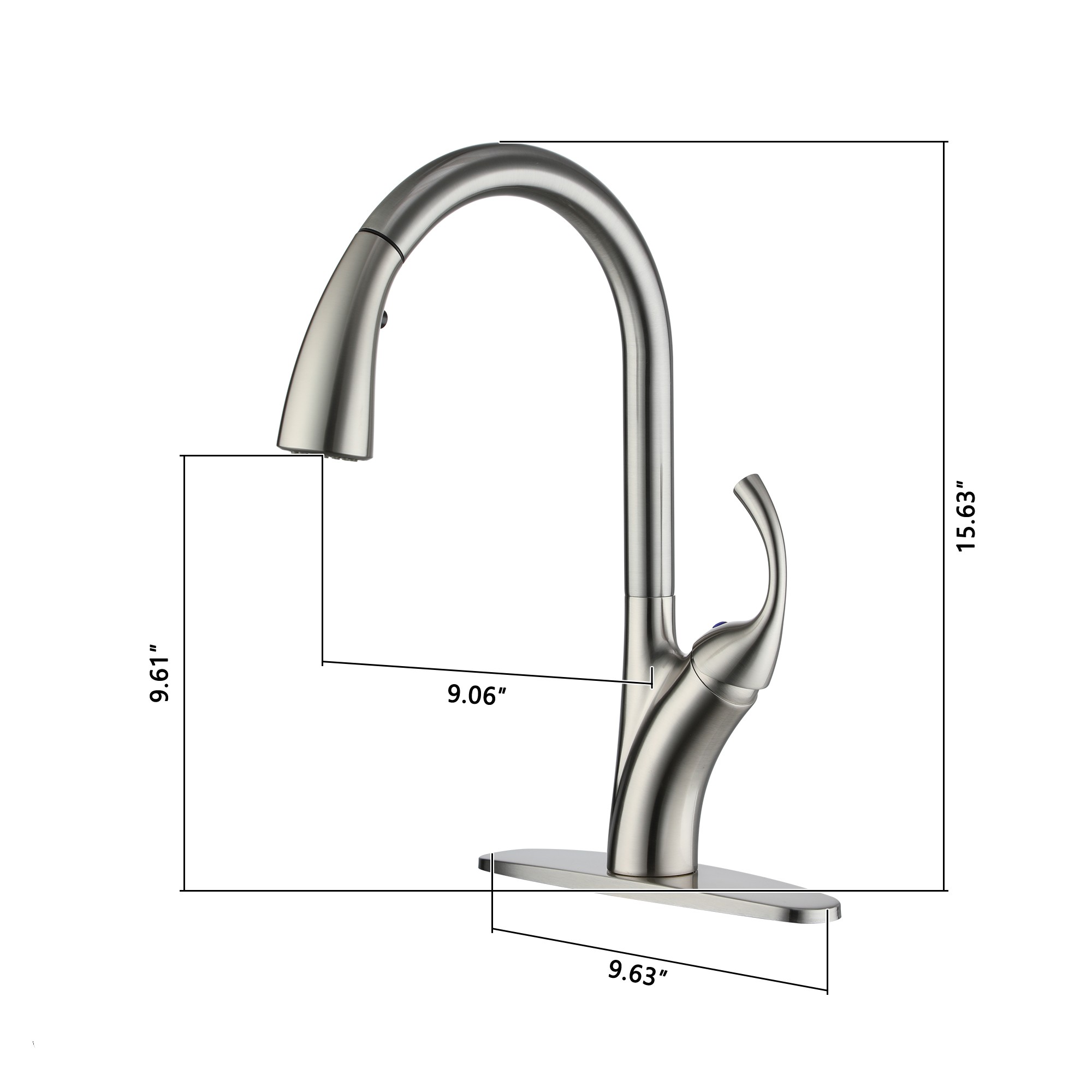 Single Handle Pull Down Kitchen Faucet with 3-Spray Modes and Deck Plate