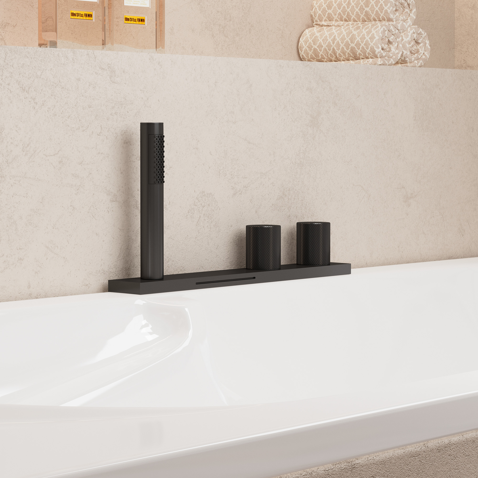 2-Handle Waterfall Roman Tub Faucet with Handheld Shower