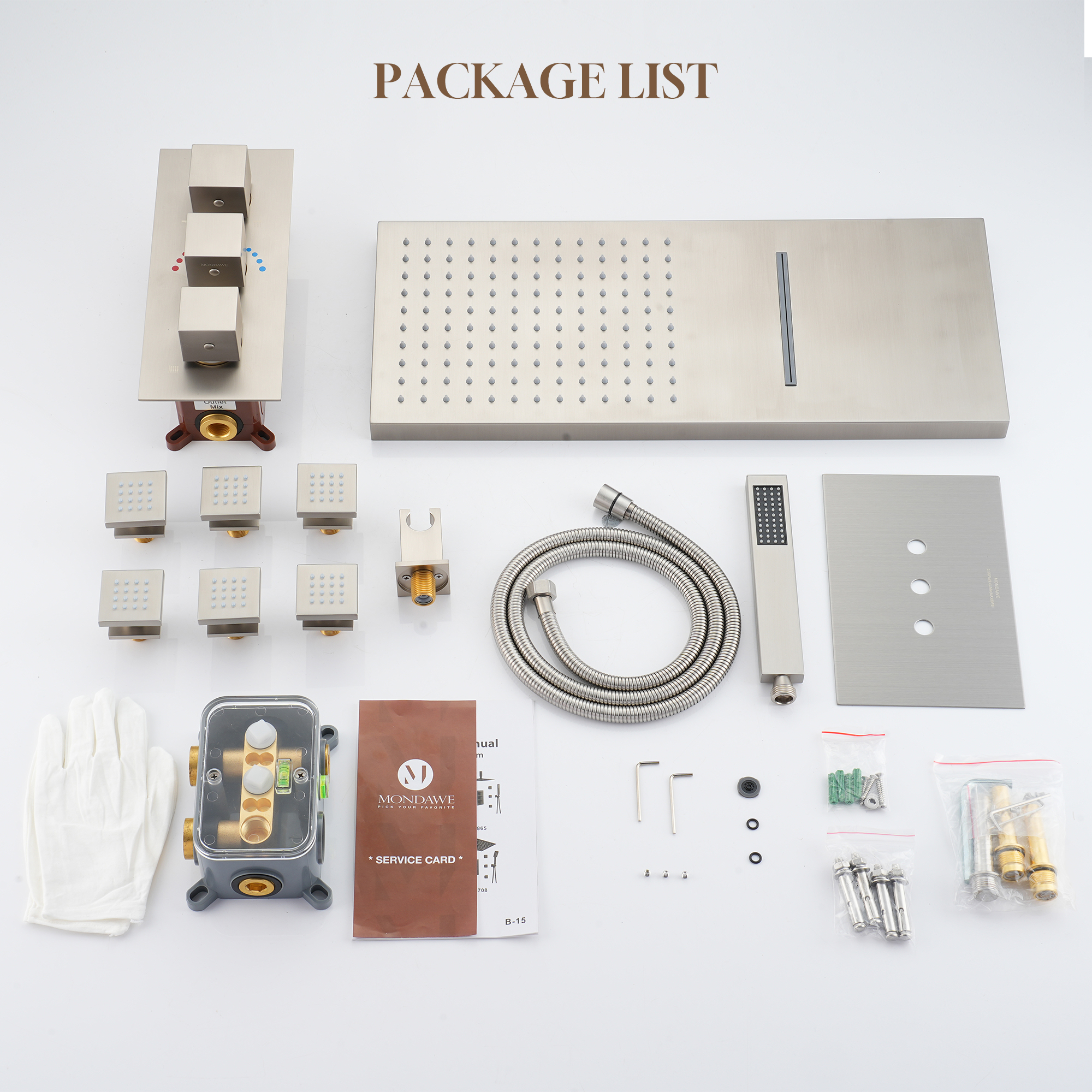 Luxury 4-Function Thermostatic Shower System with Rainfall & Body Jets