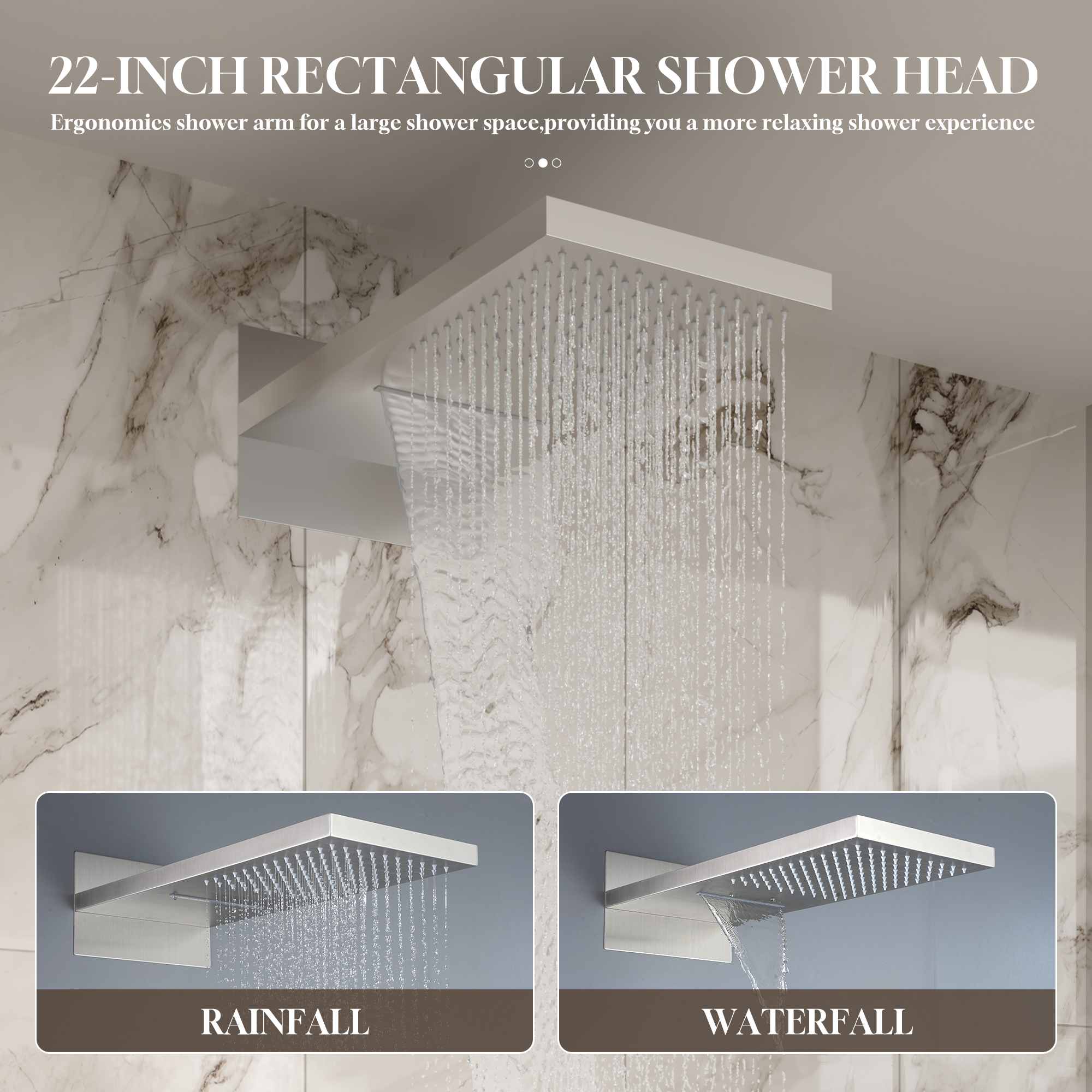 22” Rainfall Luxury Thermostatic Shower System with Body Jets 22” Rainfall Luxury Thermostatic Shower System with Body Jets