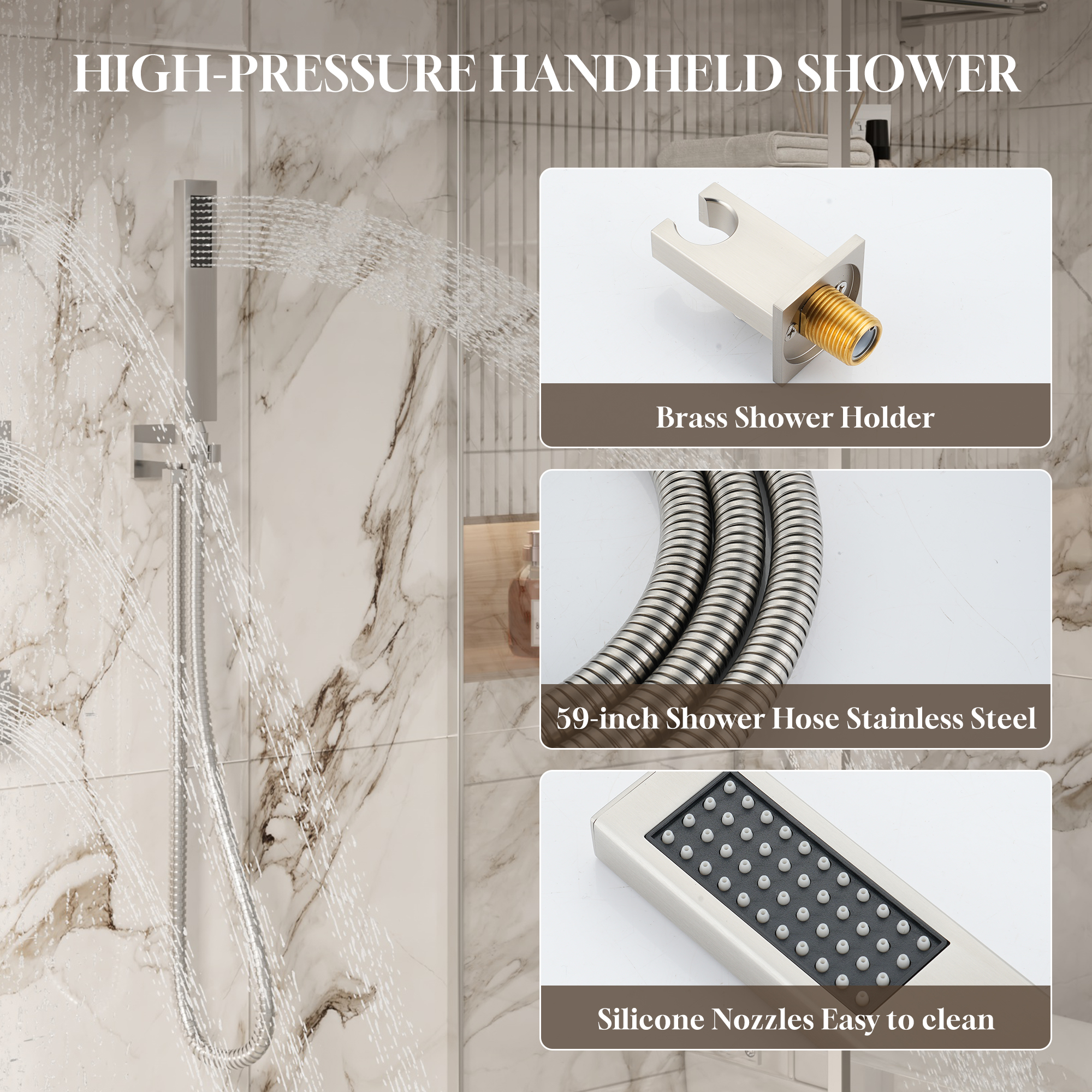 Luxury 4-Function Thermostatic Shower System with Rainfall & Body Jets