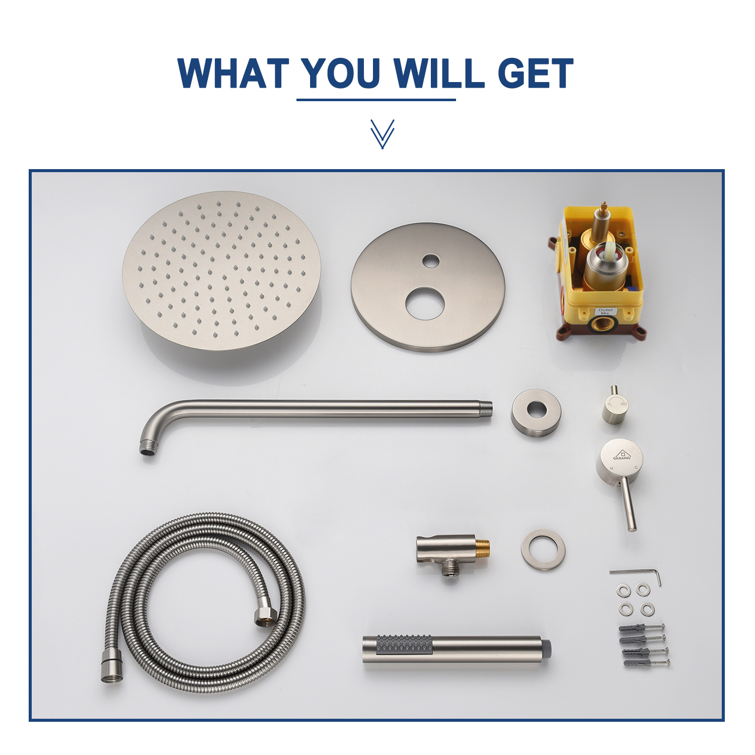 10" Wall Mount Water Saving Rain Shower Head System with Handheld