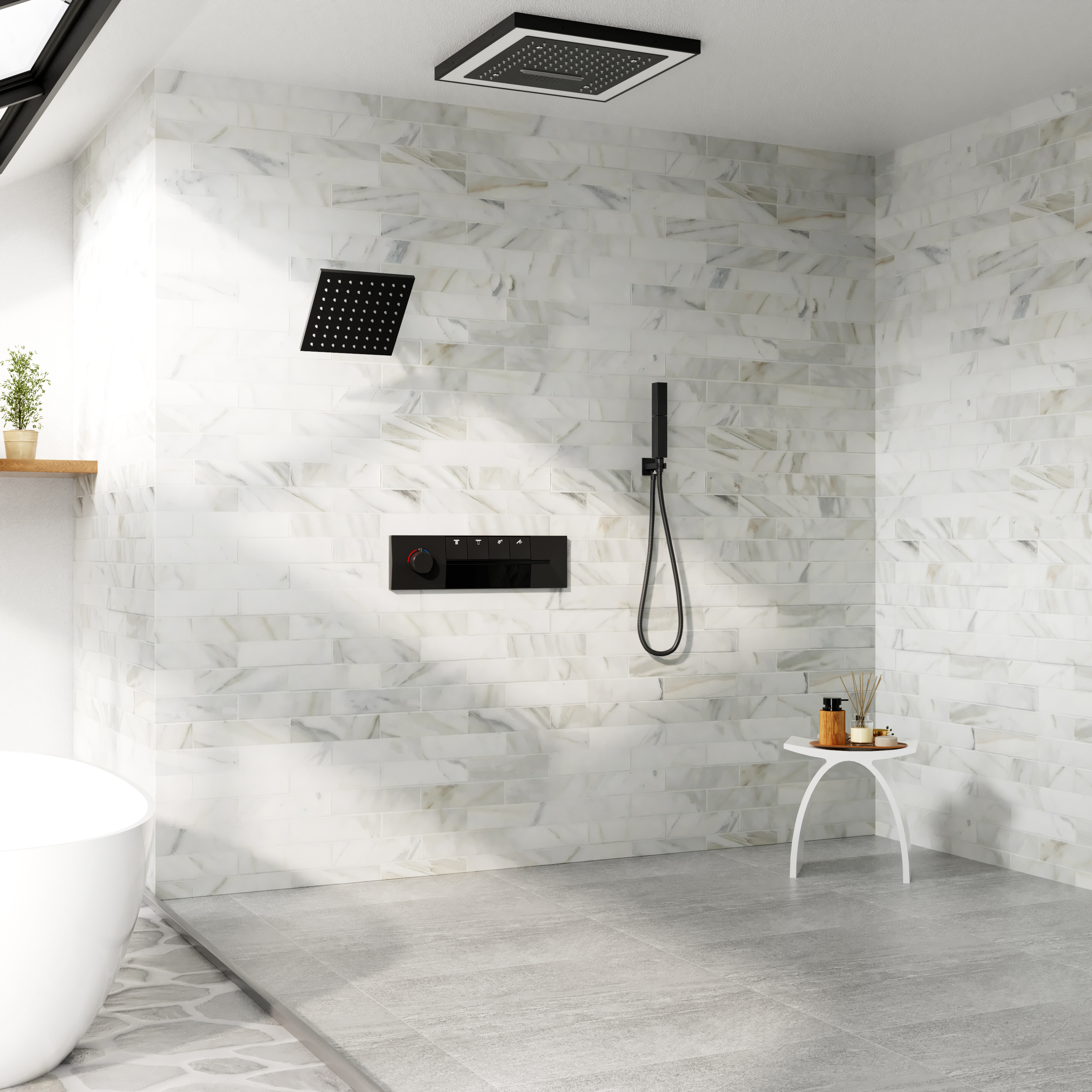 16-Inch Four-Function Luxury Thermostatic Shower System with LED Lights