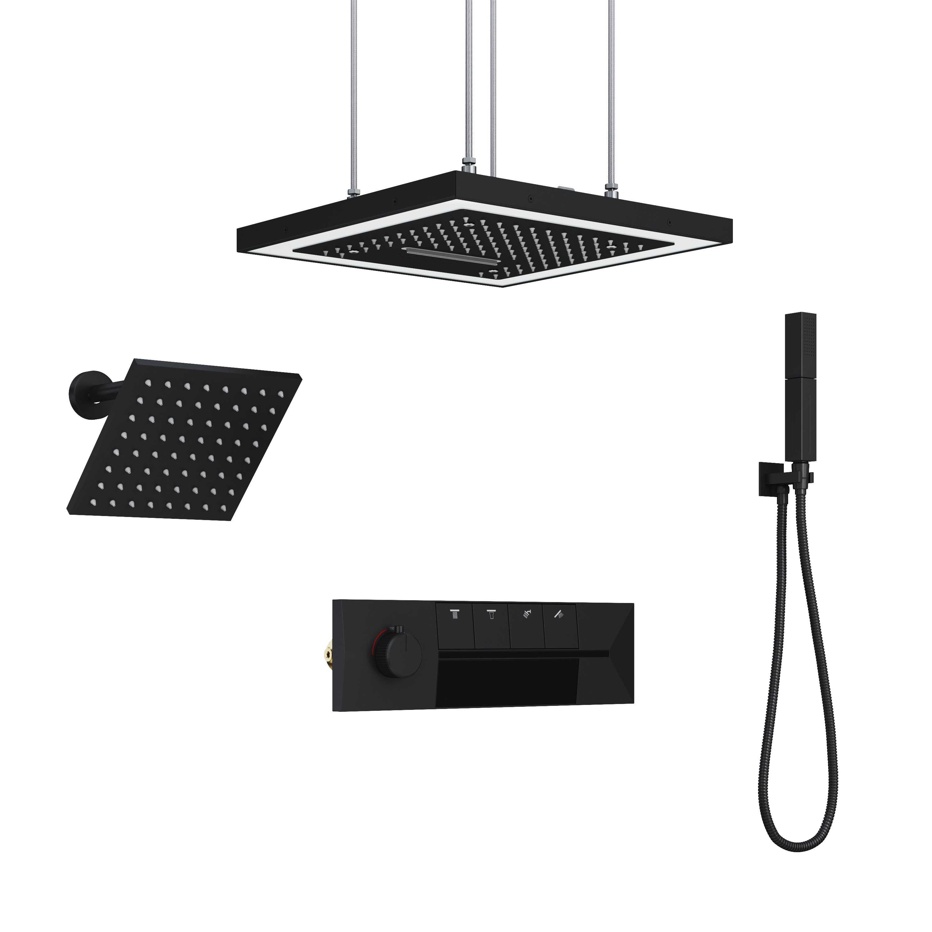 16-Inch Four-Function Luxury Thermostatic Shower System with LED Lights