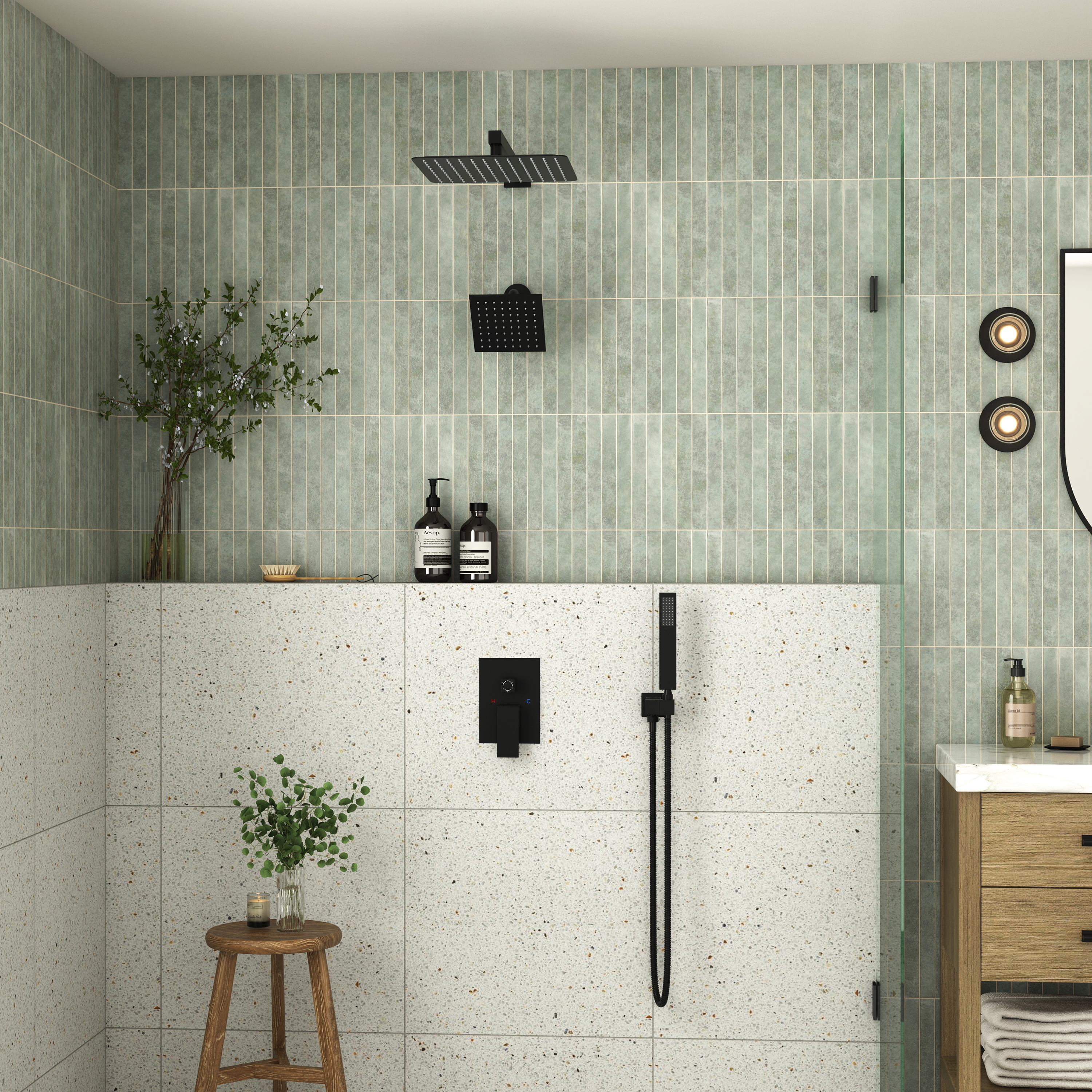 12" Dual Shower System with 3-Function & 6 Position Settings