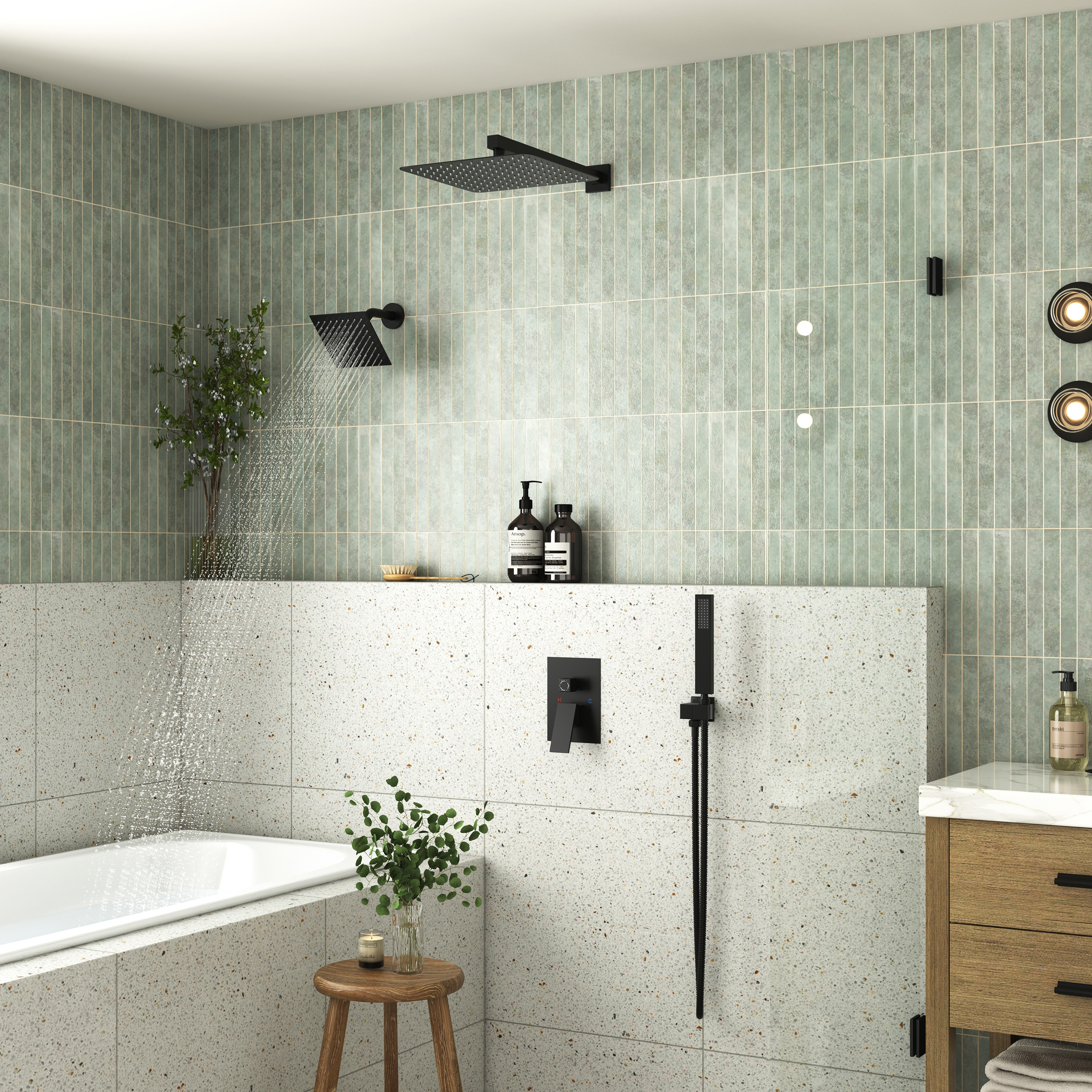 12" Dual Shower System with 3-Function & 6 Position Settings