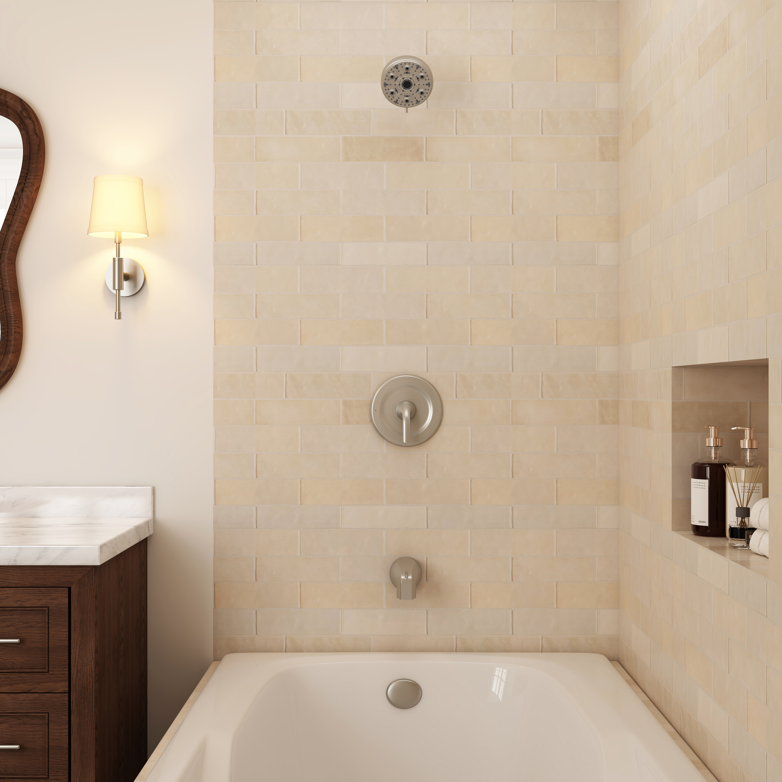 Moen-Compatible Shower Trim Kit Stainless Steel Shower Panel & Alloy Lever