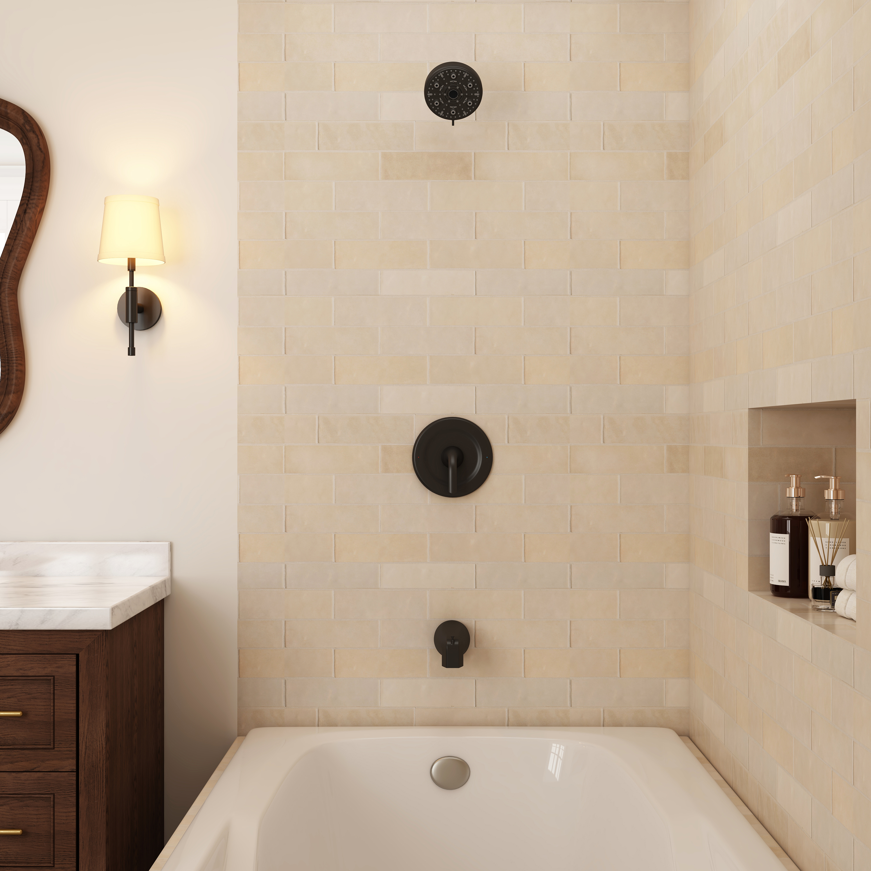 Moen-Compatible Shower Trim Kit Stainless Steel Shower Panel & Alloy Lever