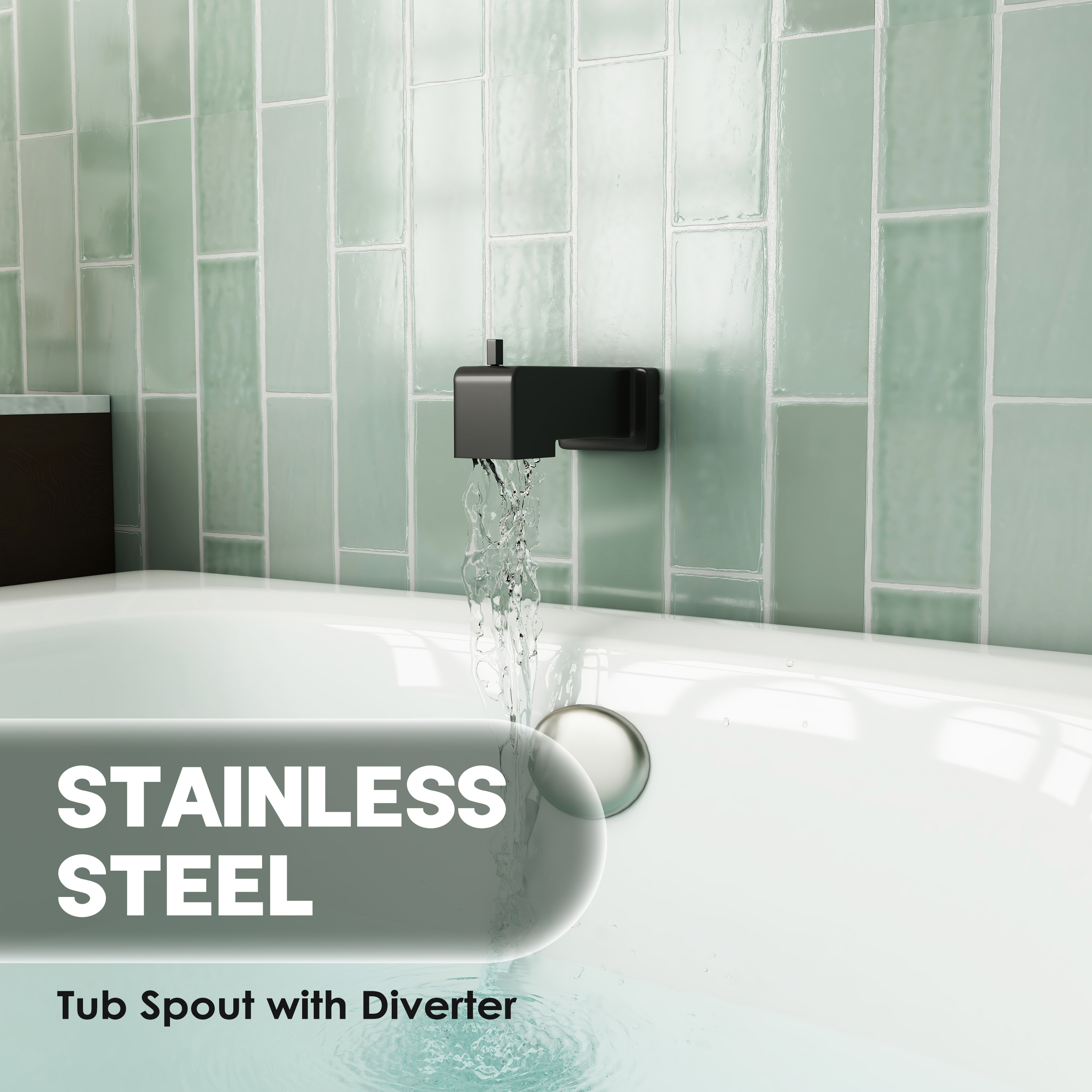 Replacement Lift-Rod Tub Spout with 1/2" NPT Connection