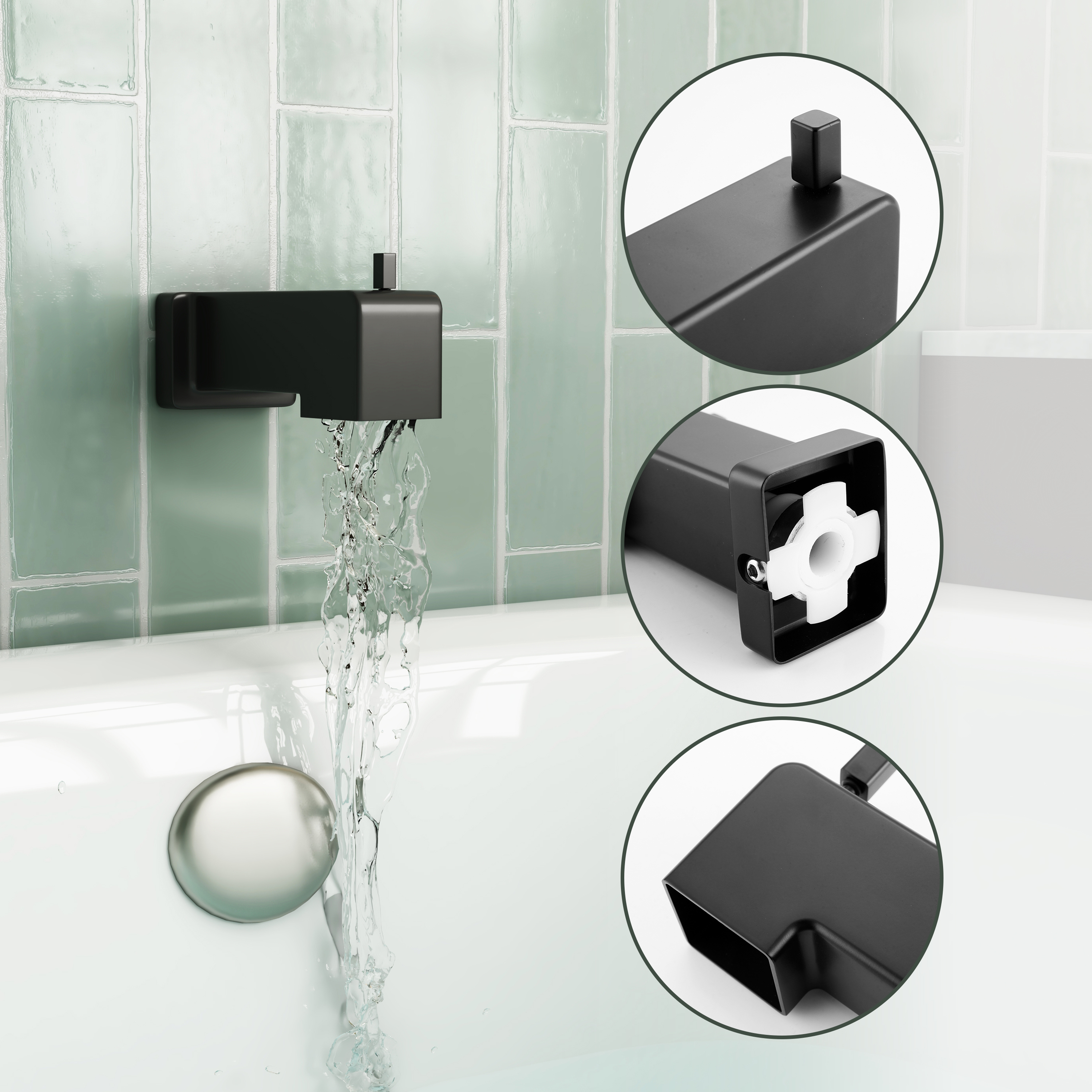 Replacement Lift-Rod Tub Spout with 1/2" NPT Connection