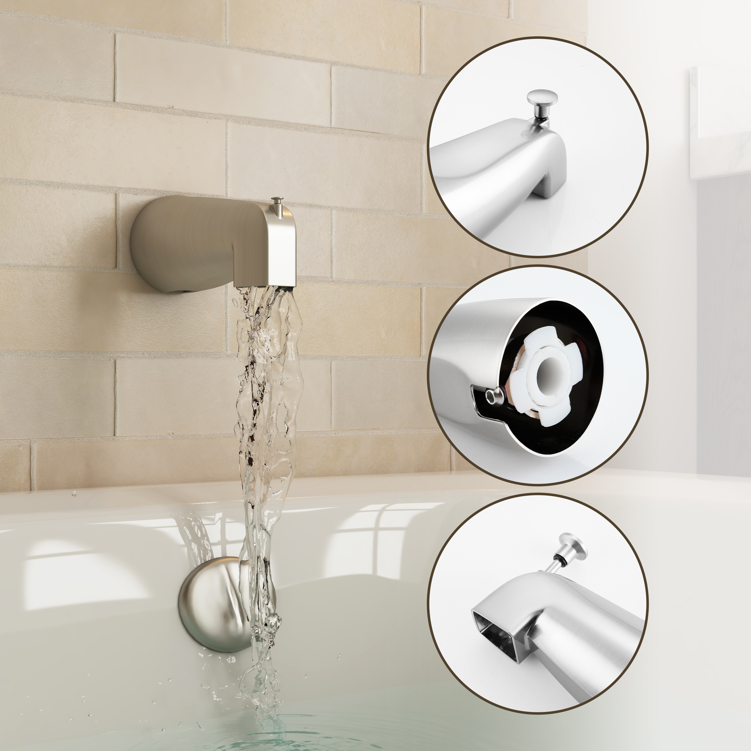 Stainless Steel Lift-Rod Tub Spout Replacement Compatible with Moen