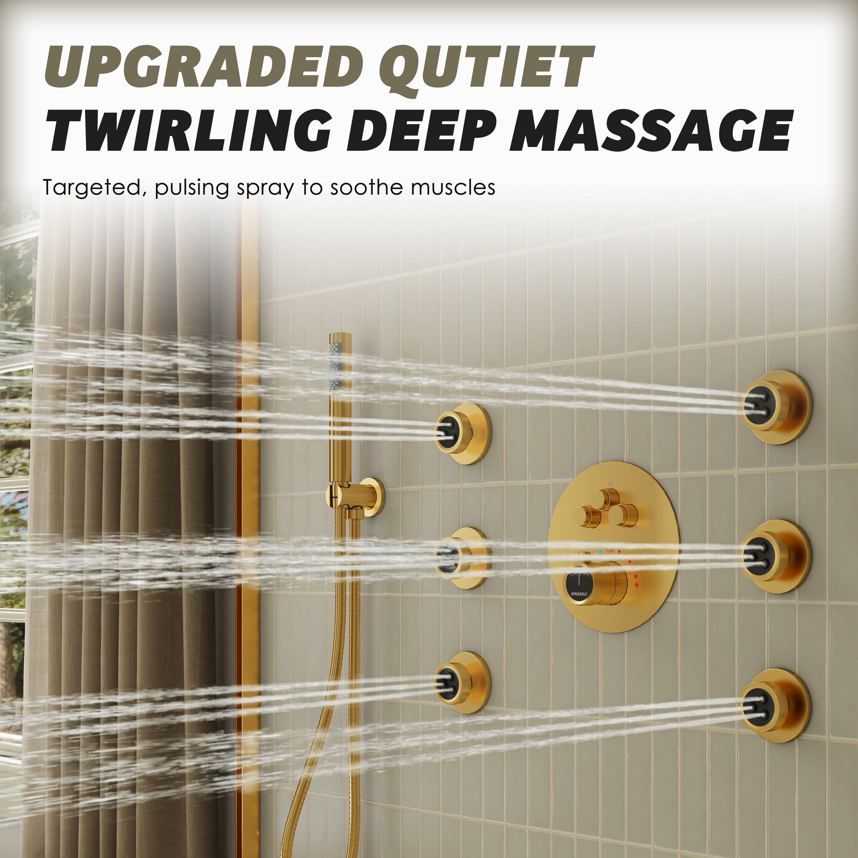 360° Adjustable Body Jet with Twirling Deep Massage Outlet