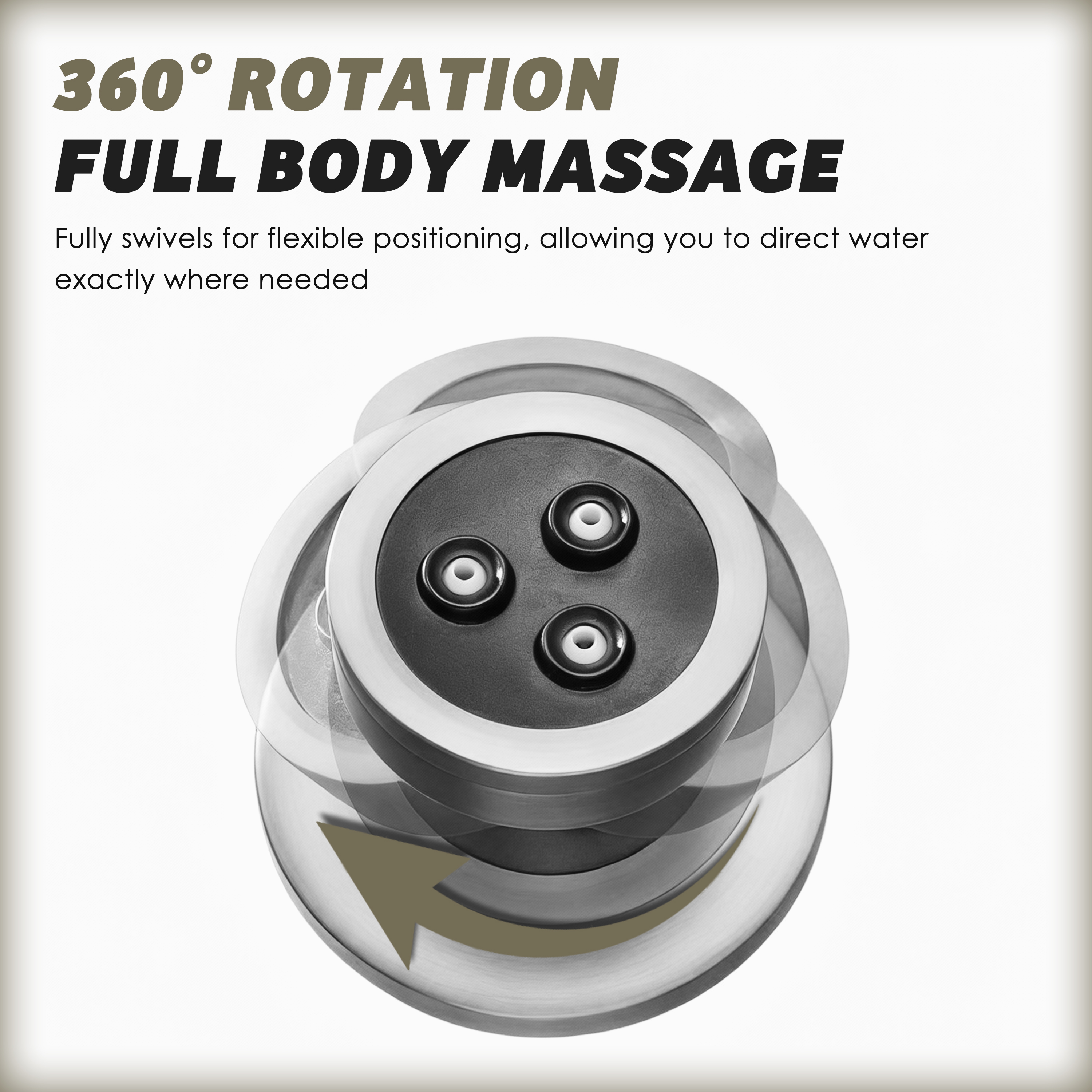 360° Adjustable Body Jet with Twirling Deep Massage Outlet