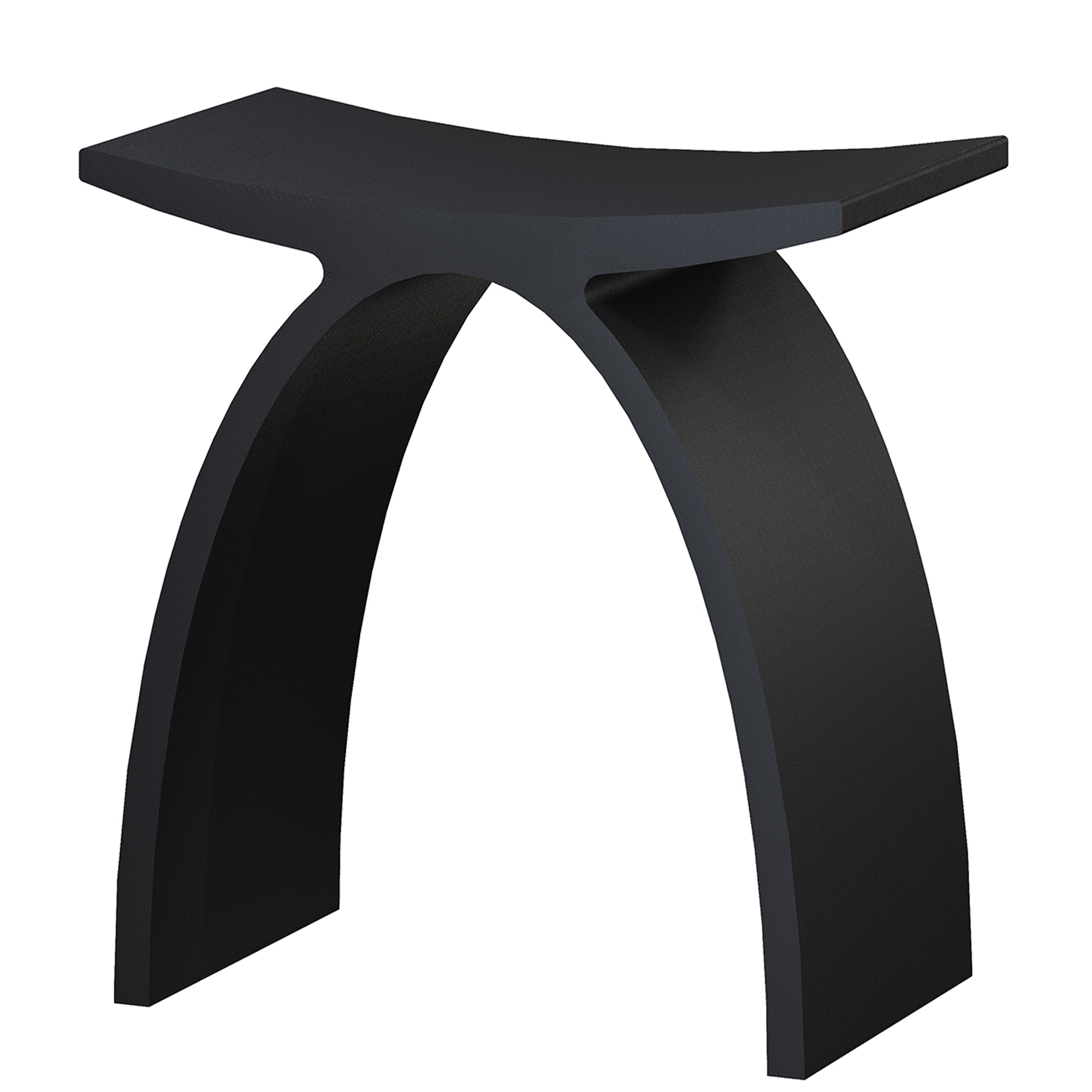 Modern Arched Solid Surface Bathroom Shower Bench in Matte White/Matte Black