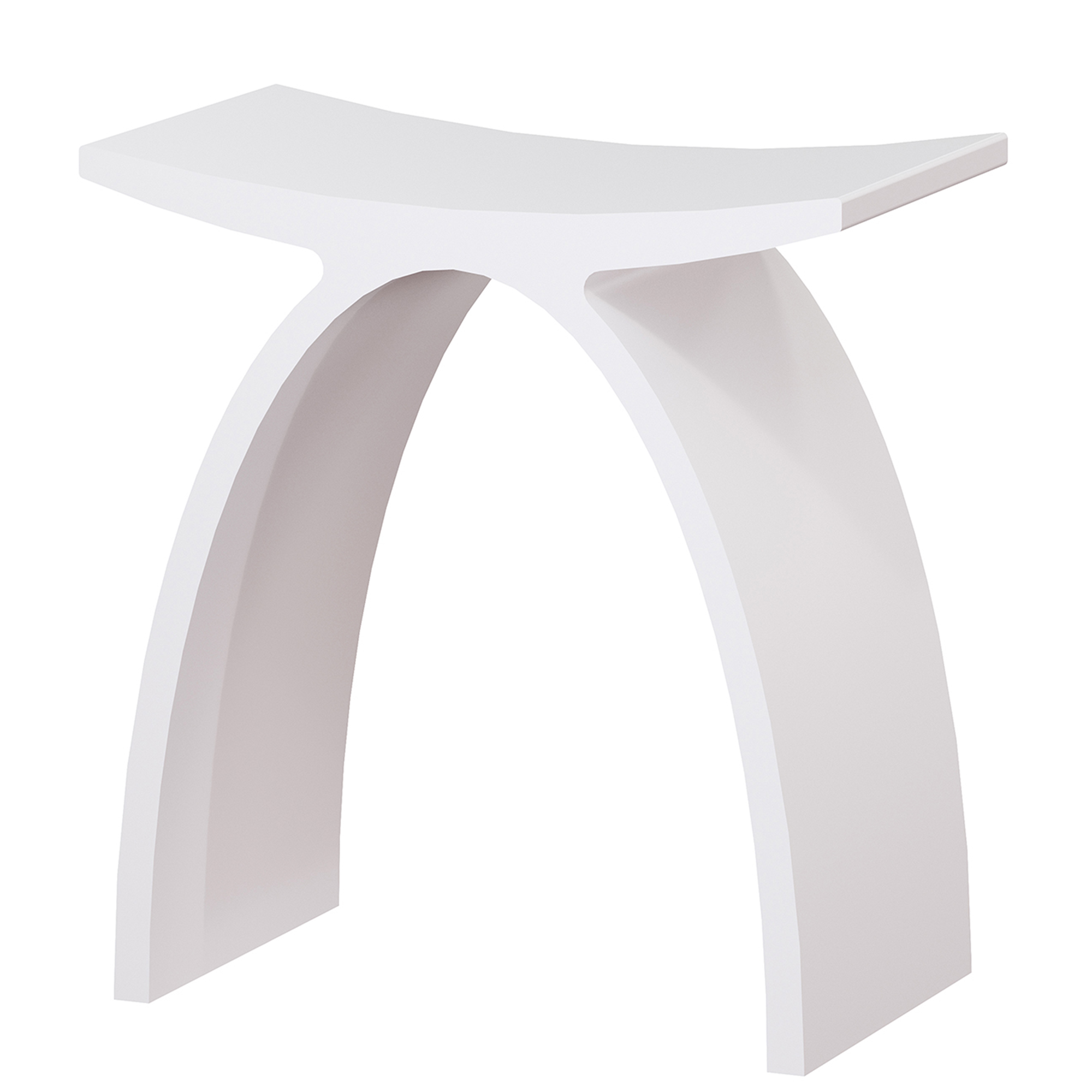 Modern Arched Solid Surface Bathroom Shower Bench in Matte White/Matte Black