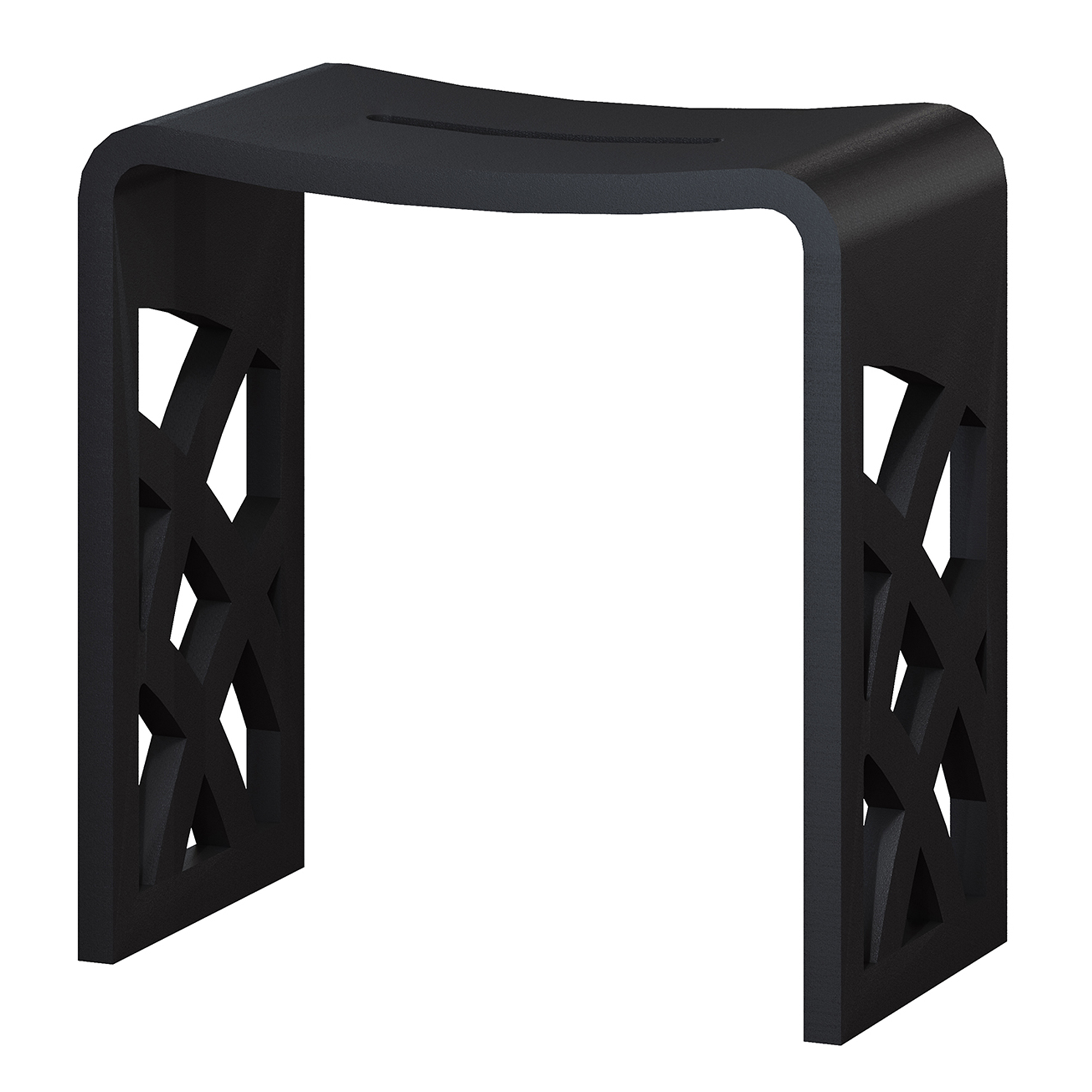 Chic Solid Surface Stone Bathroom Bench with Lattice Carved Legs