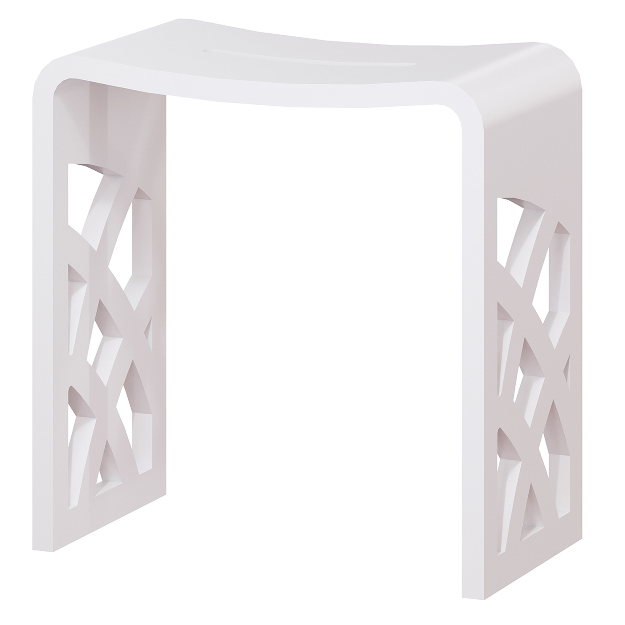 Chic Solid Surface Stone Bathroom Bench with Lattice Carved Legs