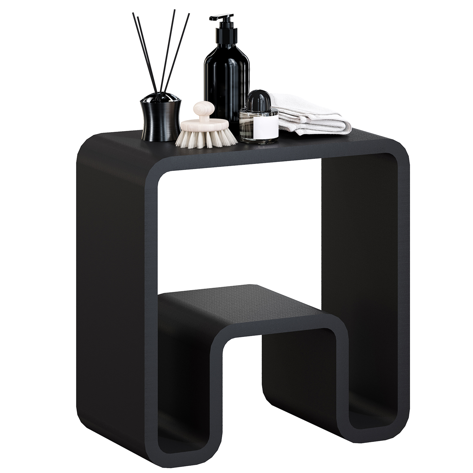 Solid Surface Freestanding Shower Stool with Wide Legs & Dual-Layer Design