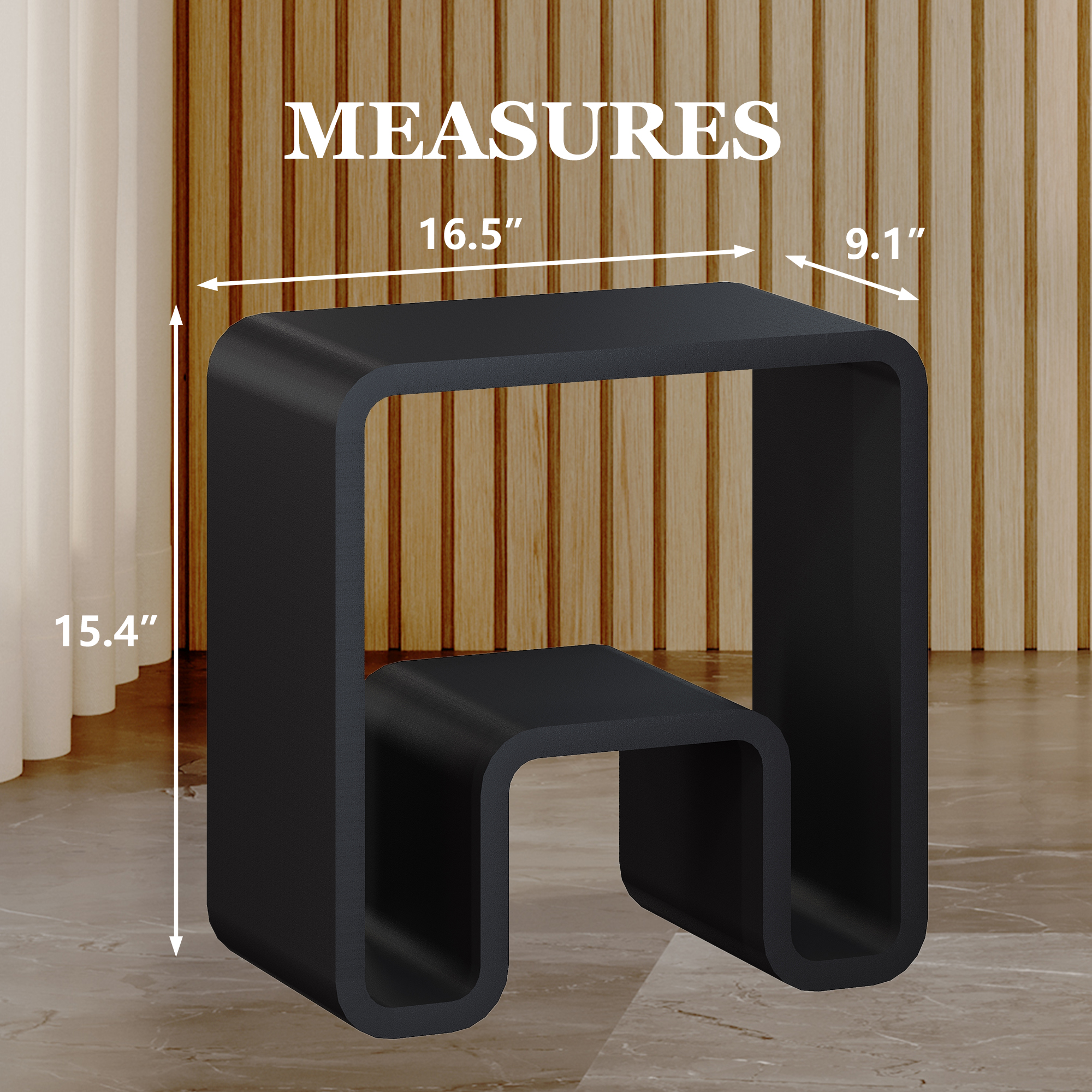 Solid Surface Freestanding Shower Stool with Wide Legs & Dual-Layer Design