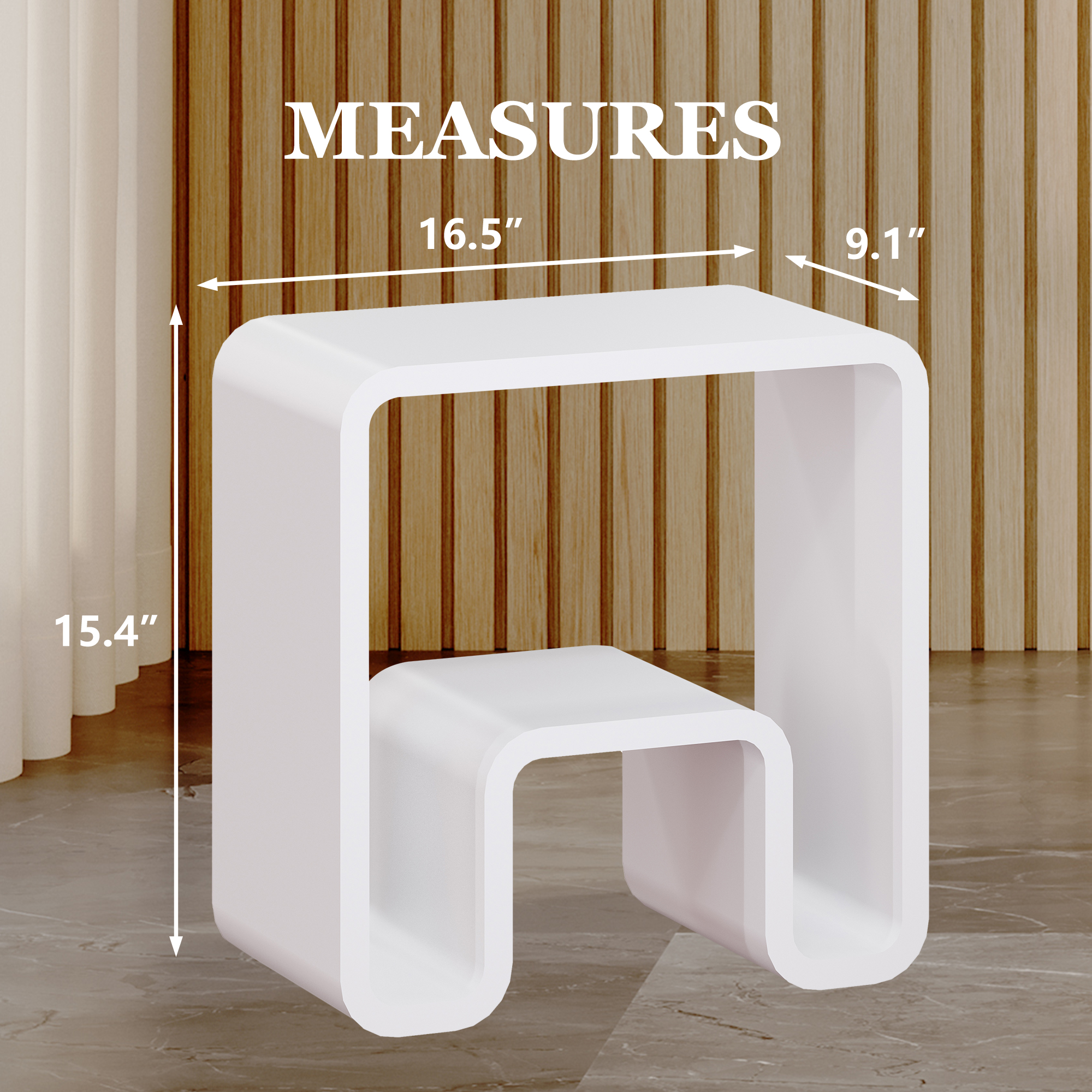 Solid Surface Freestanding Shower Stool with Wide Legs & Dual-Layer Design