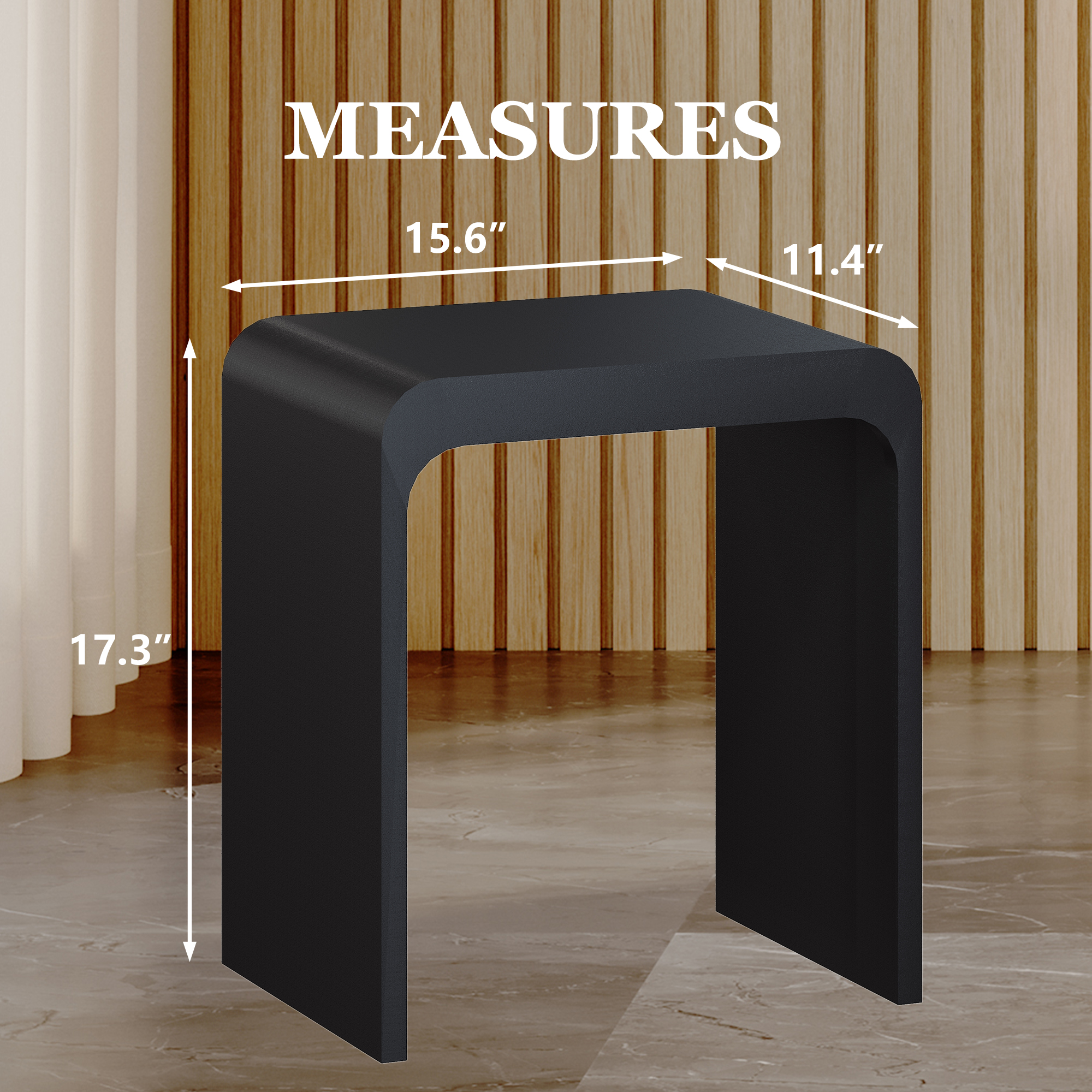 Solid Surface Bathroom Shower Stool with 1.77" Thickened Seat