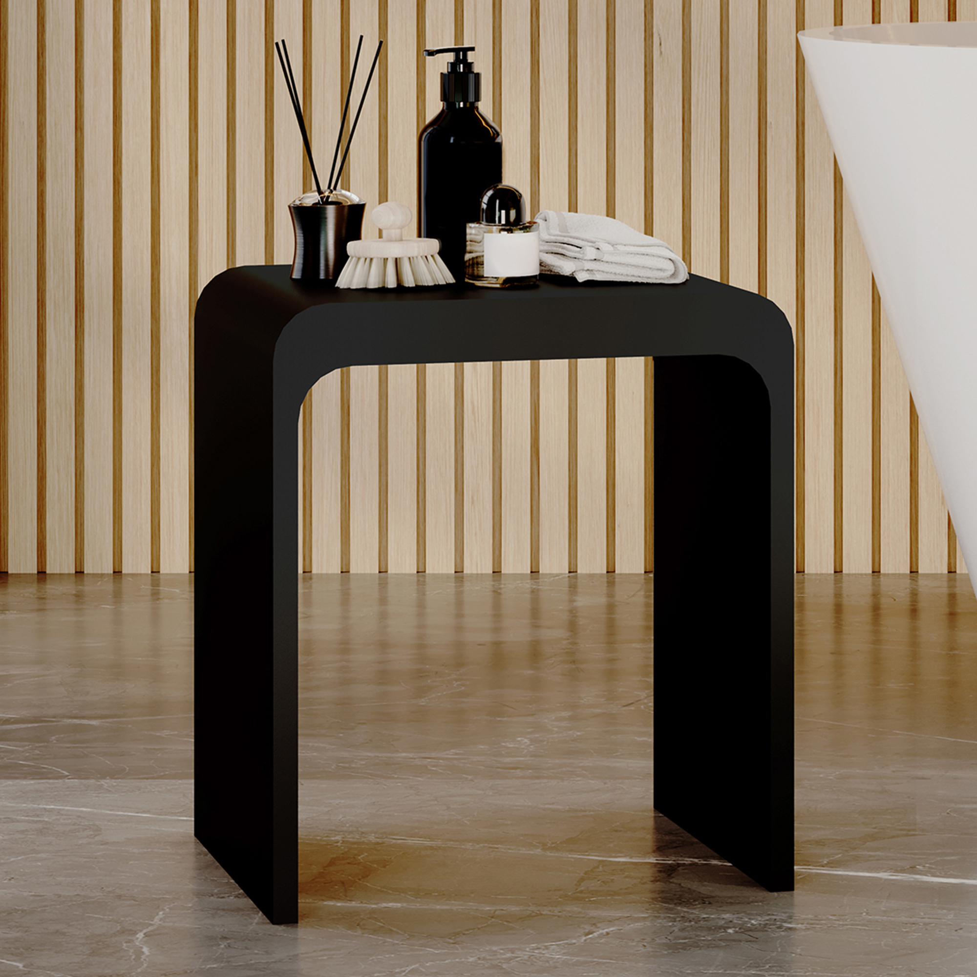 Solid Surface Bathroom Shower Stool with 1.77" Thickened Seat