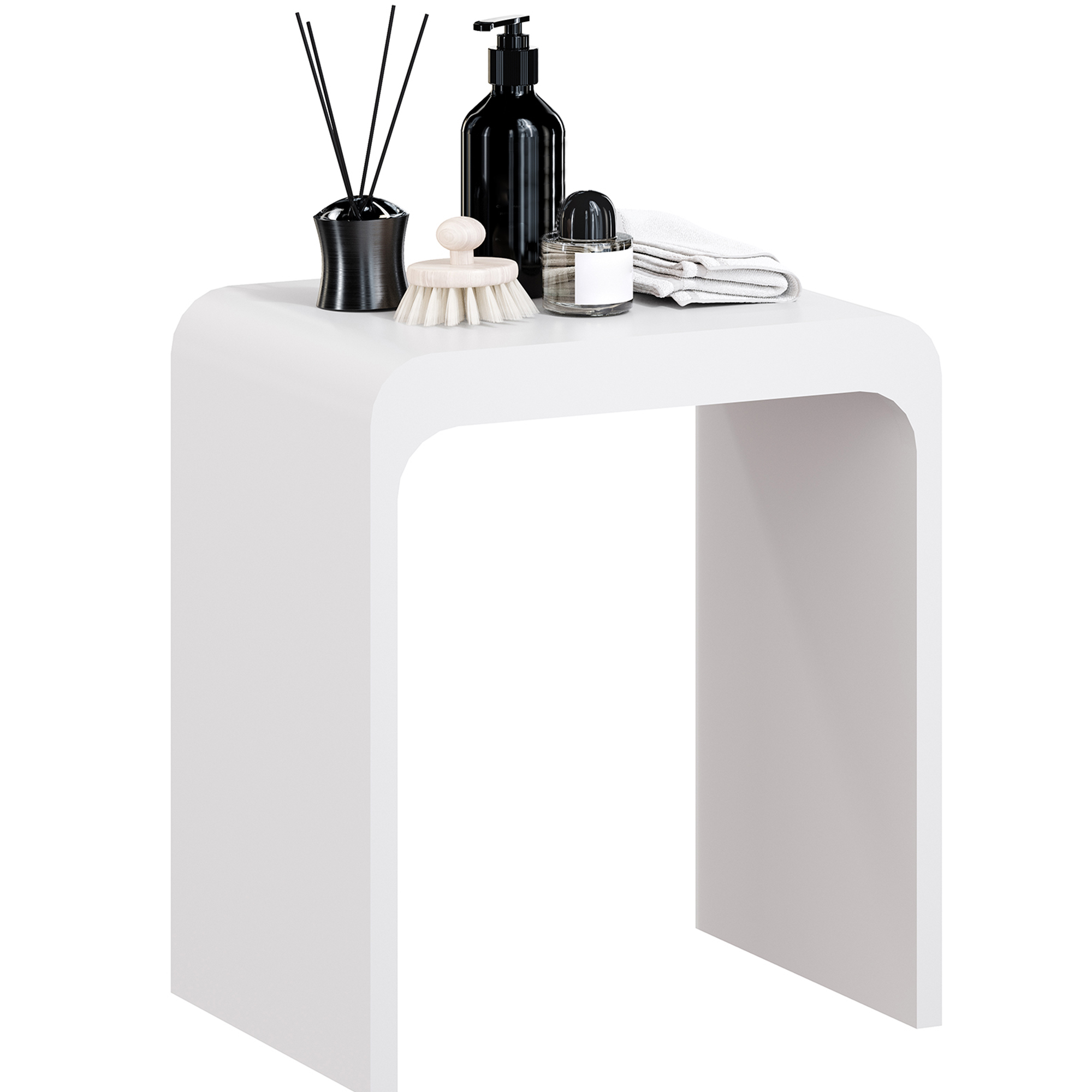Solid Surface Bathroom Shower Stool with 1.77" Thickened Seat
