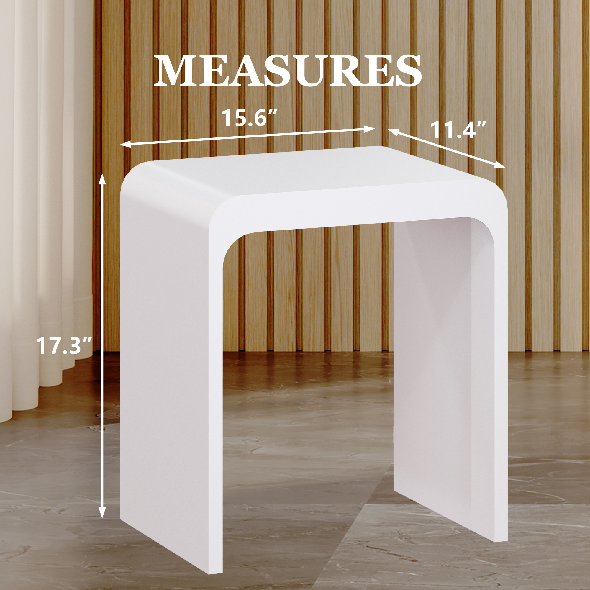 Solid Surface Bathroom Shower Stool with 1.77" Thickened Seat