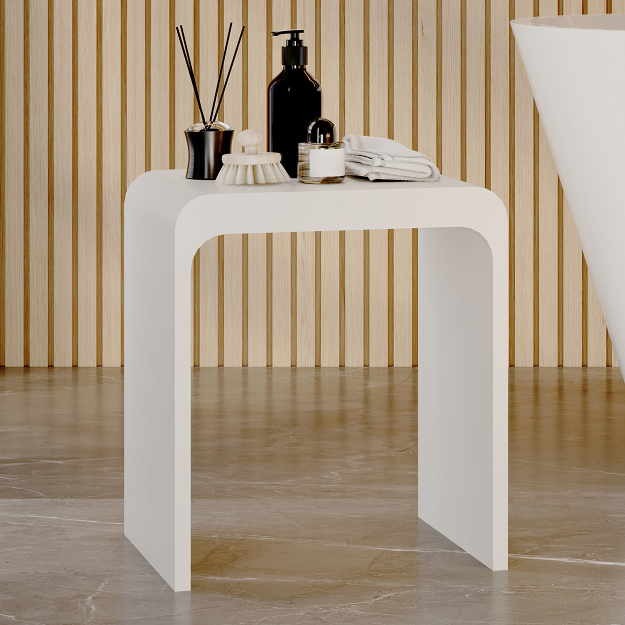 Solid Surface Bathroom Shower Stool with 1.77" Thickened Seat
