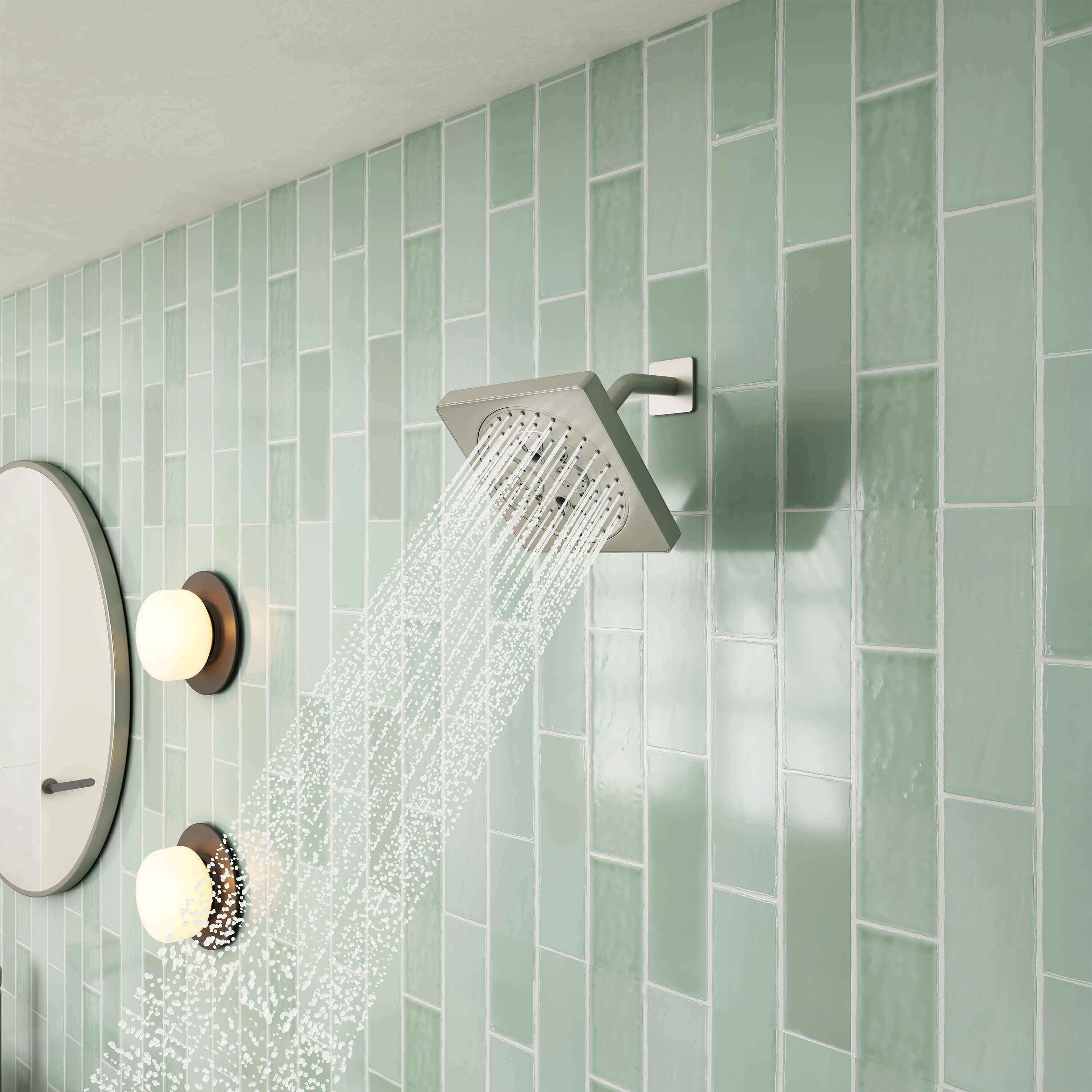 7-Function Replacement Shower Head with Shower Arm & Flange