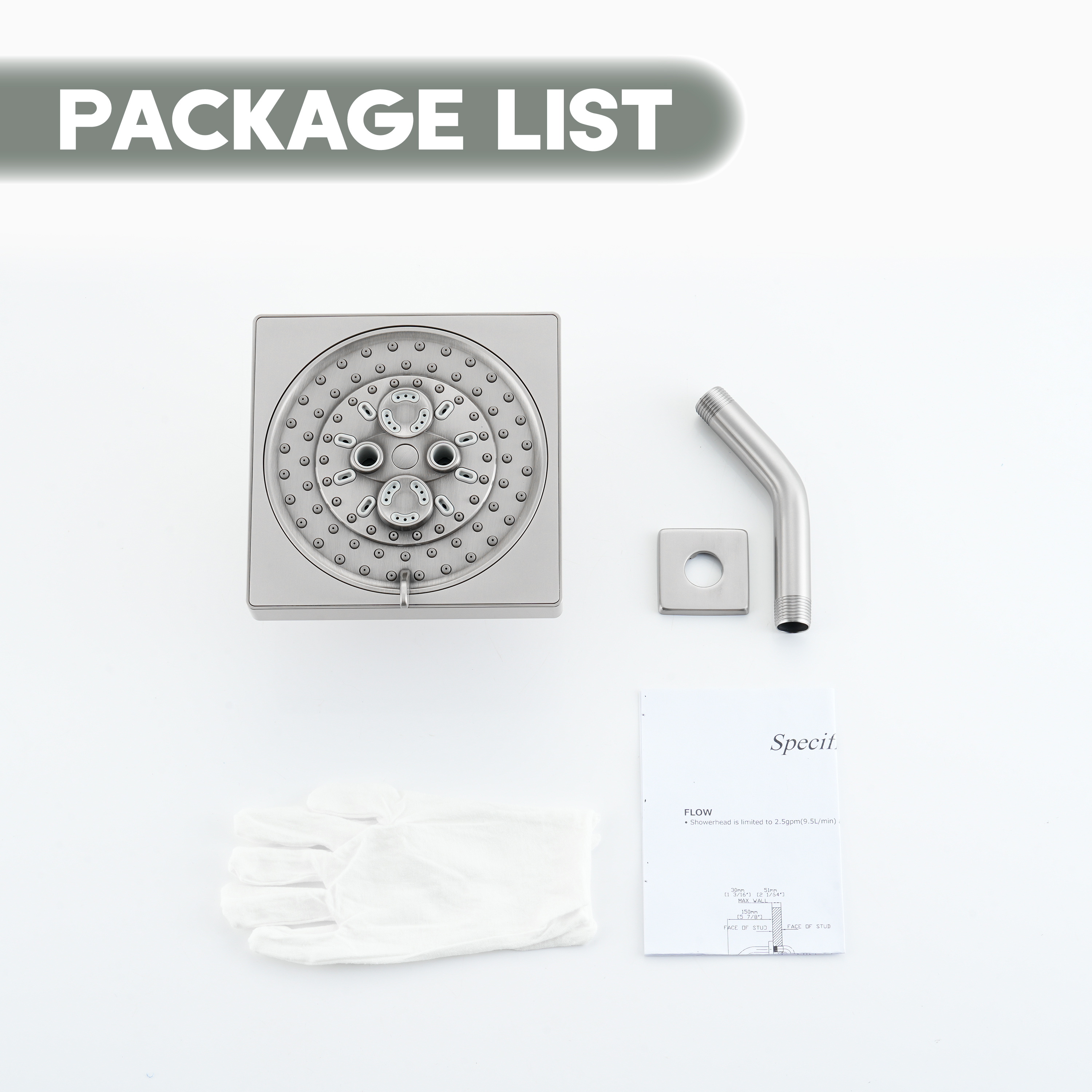 7-Function Replacement Shower Head with Shower Arm & Flange