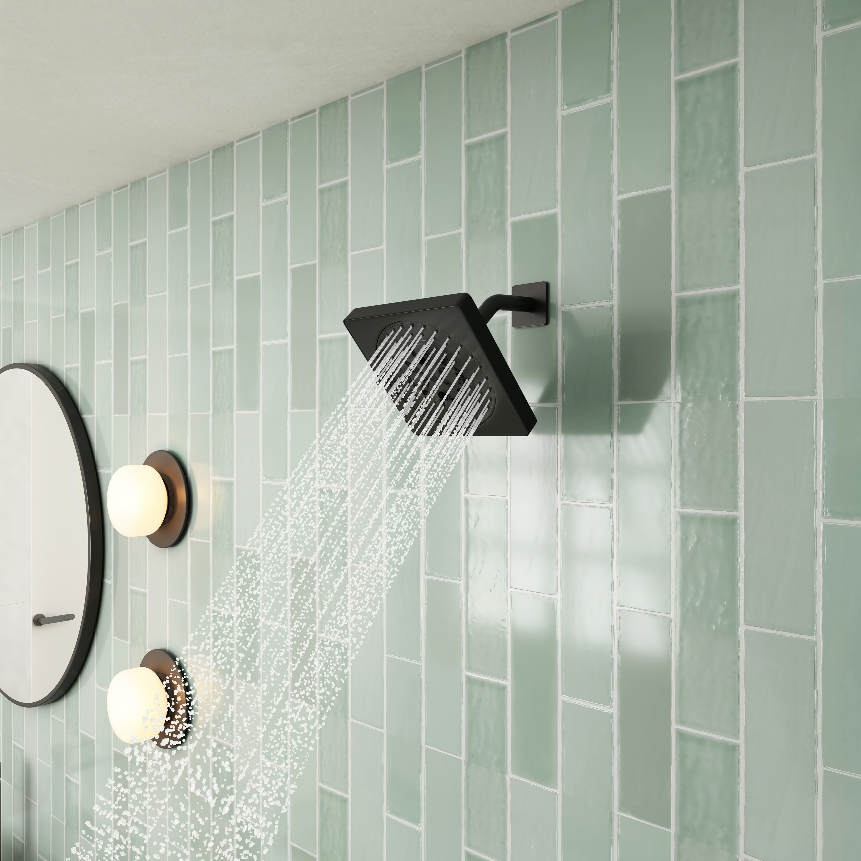 7-Function Replacement Shower Head with Shower Arm & Flange