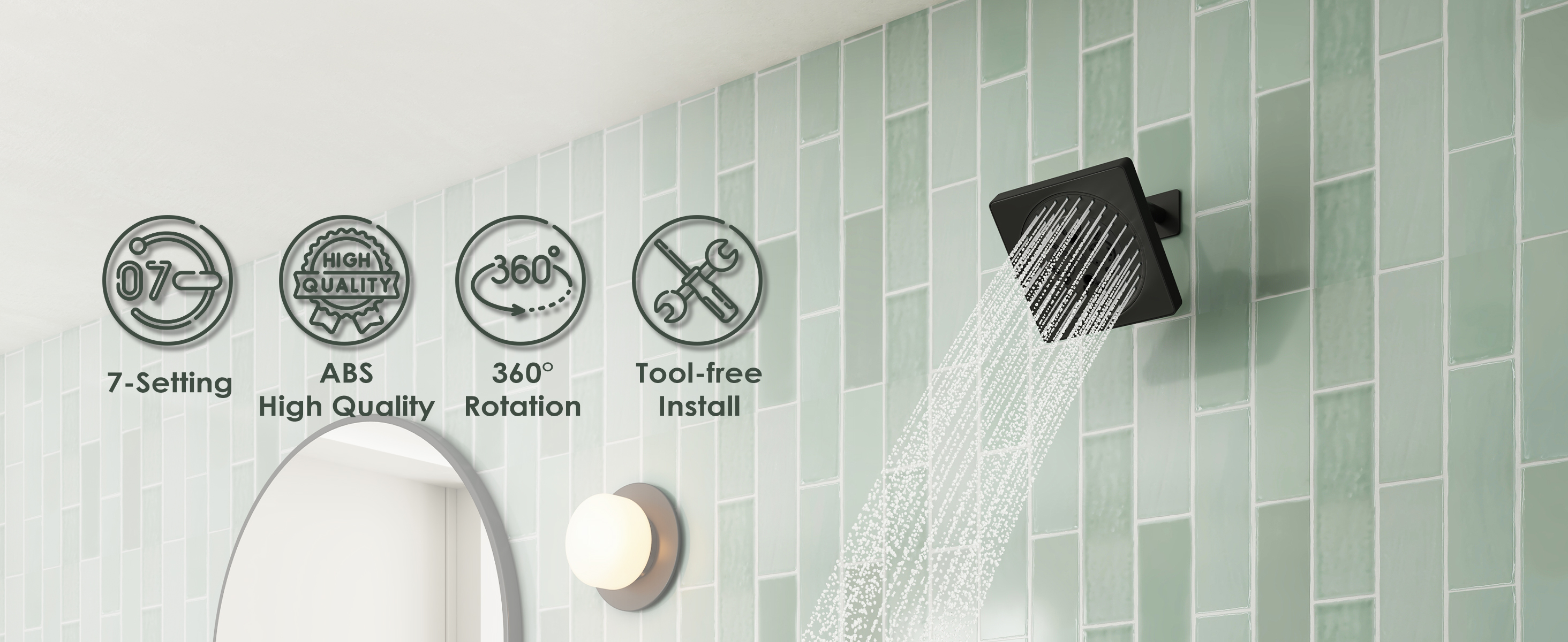 7 Spray Modes Shower Head