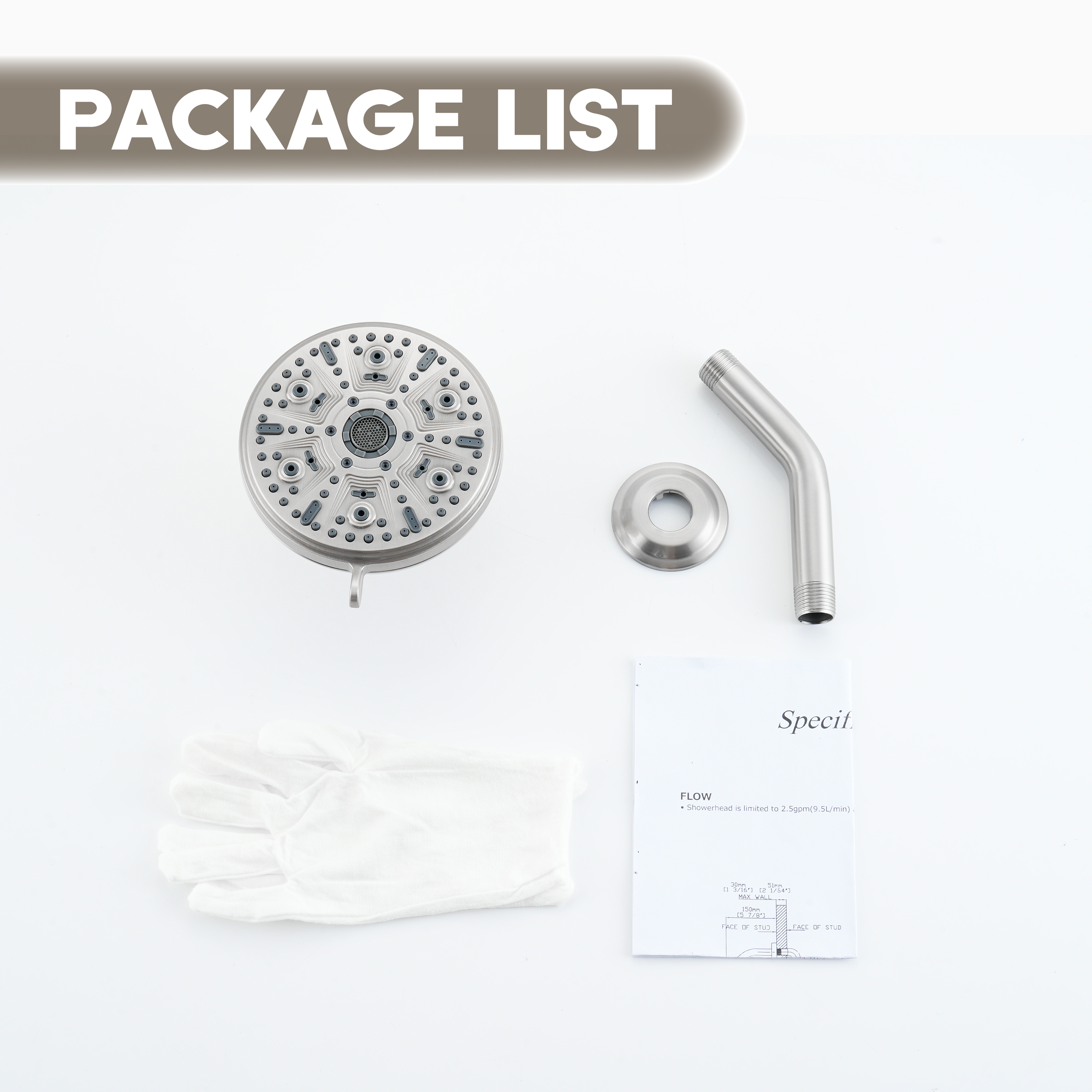 5-inch 10-Function Replacement Shower Head with Arm & Flange