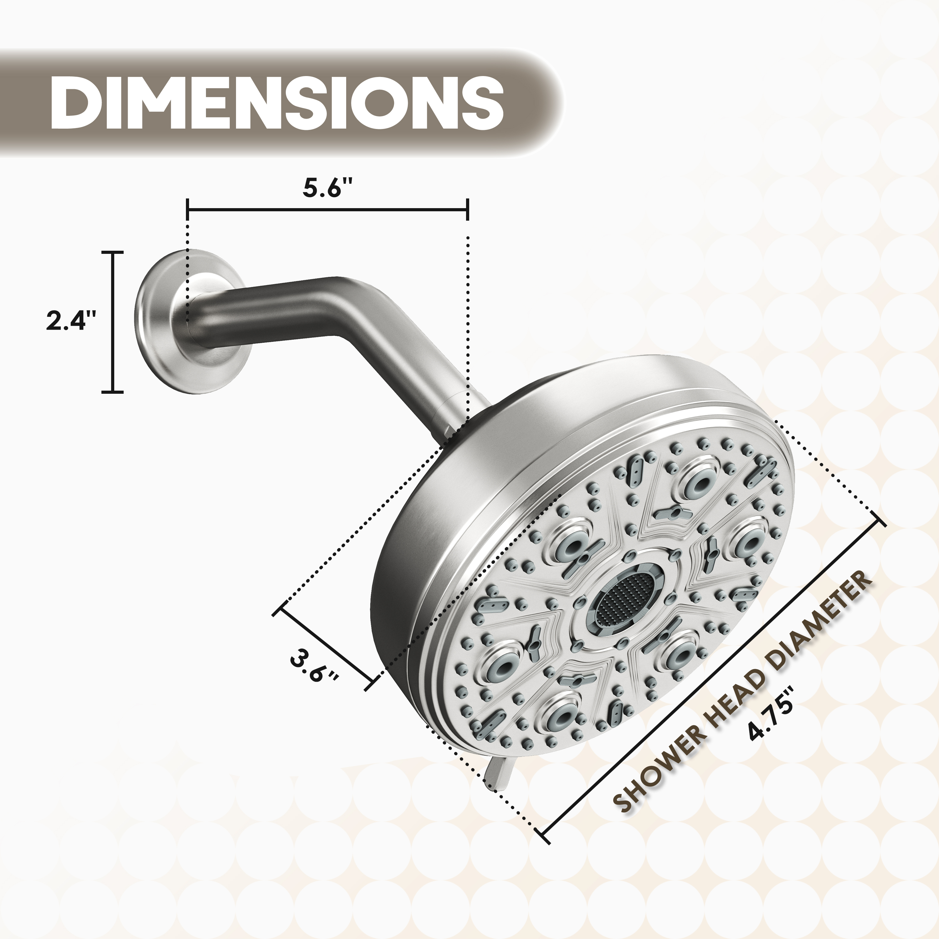 5-inch 10-Function Replacement Shower Head with Arm & Flange