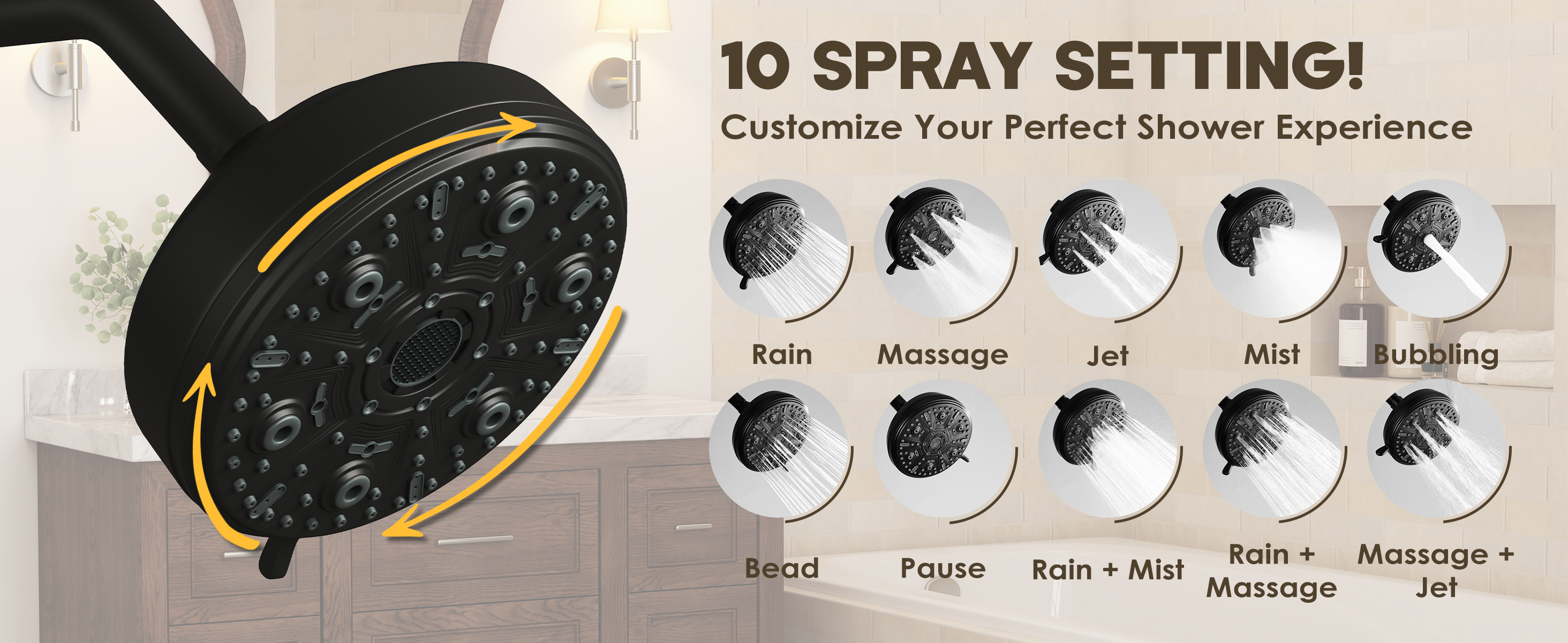 10 Spray Modes Shower Head
