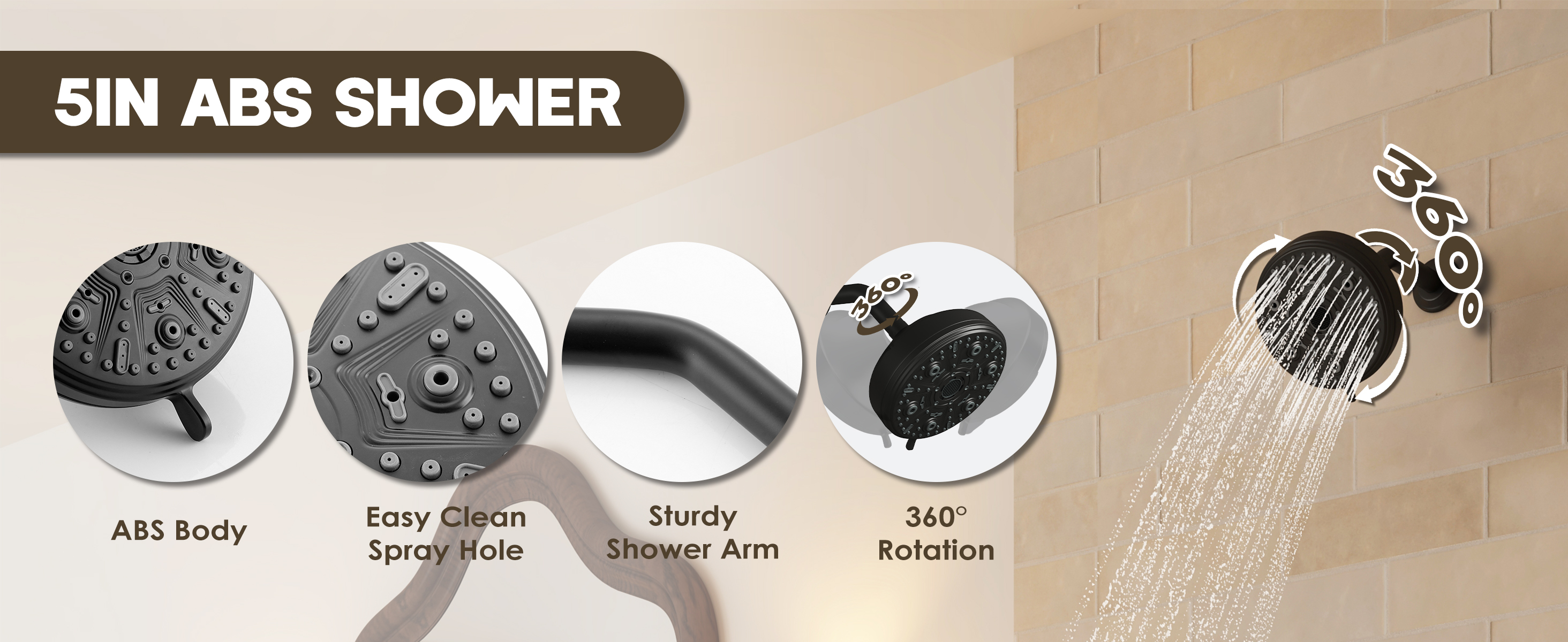 5-Inch Showerhead Only with 10 Spray Modes