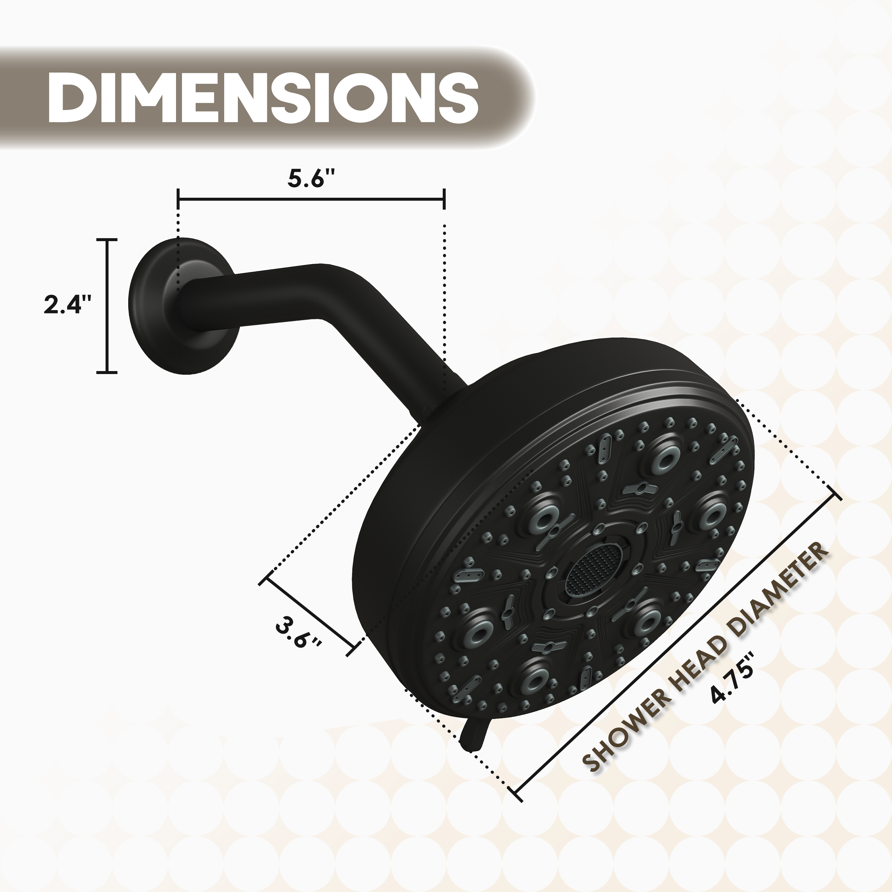 5-inch 10-Function Replacement Shower Head with Arm & Flange