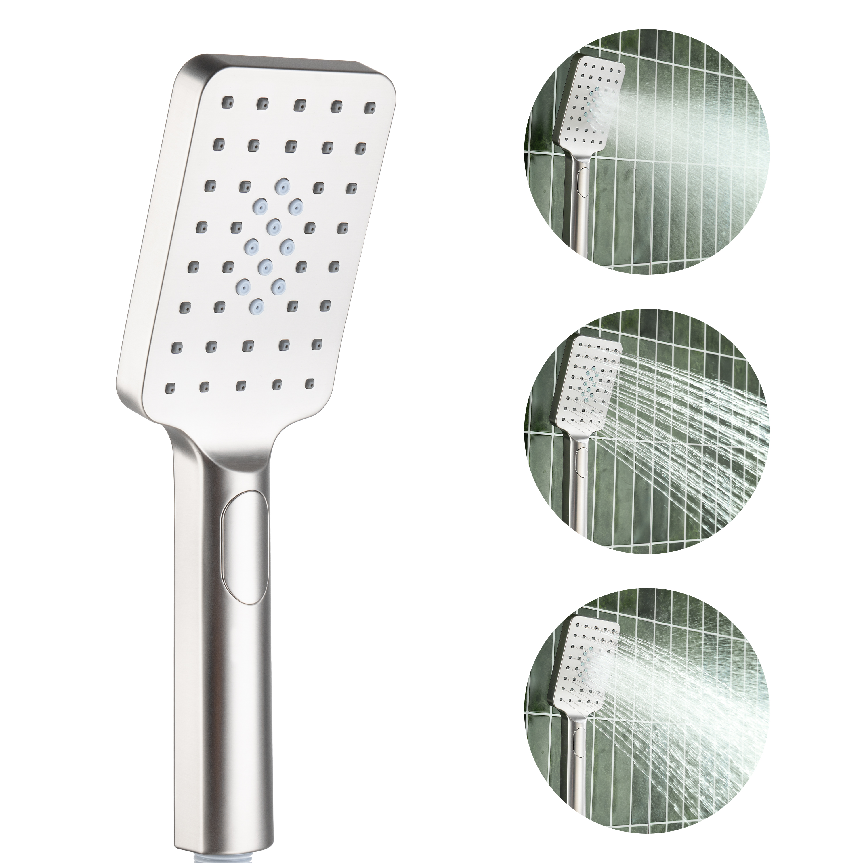 3-Function Handheld Shower Head with Rain & Massage Spray