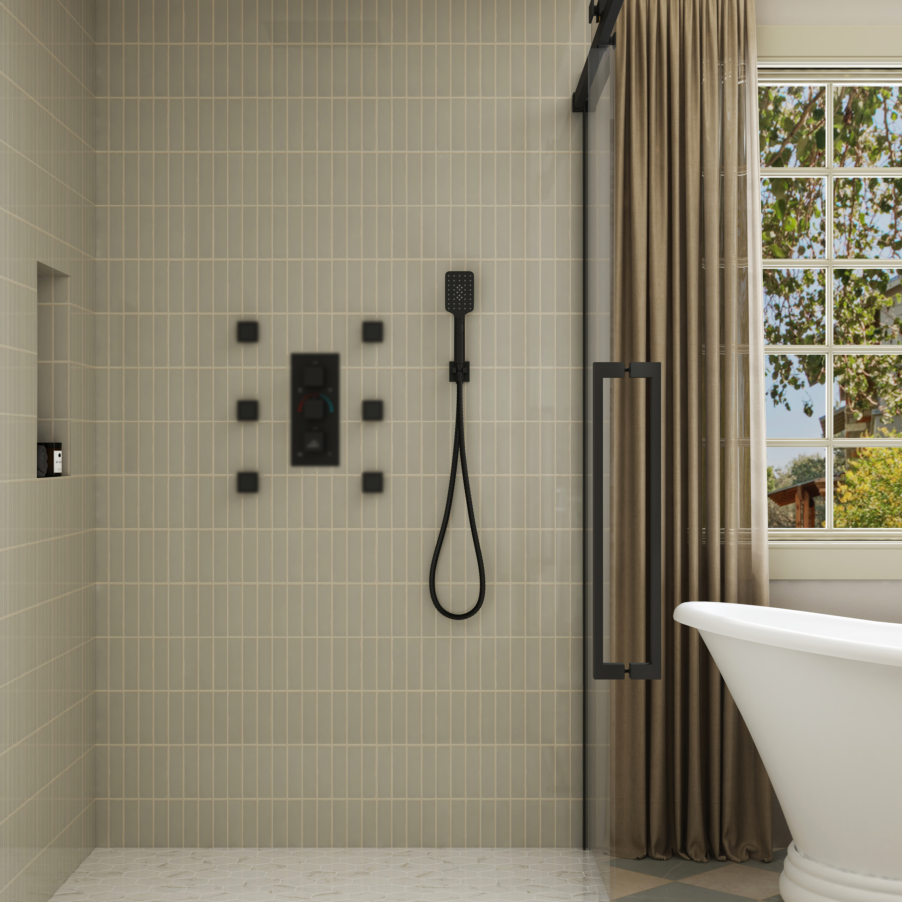 3-Function Handheld Shower Head with Rain & Massage Spray