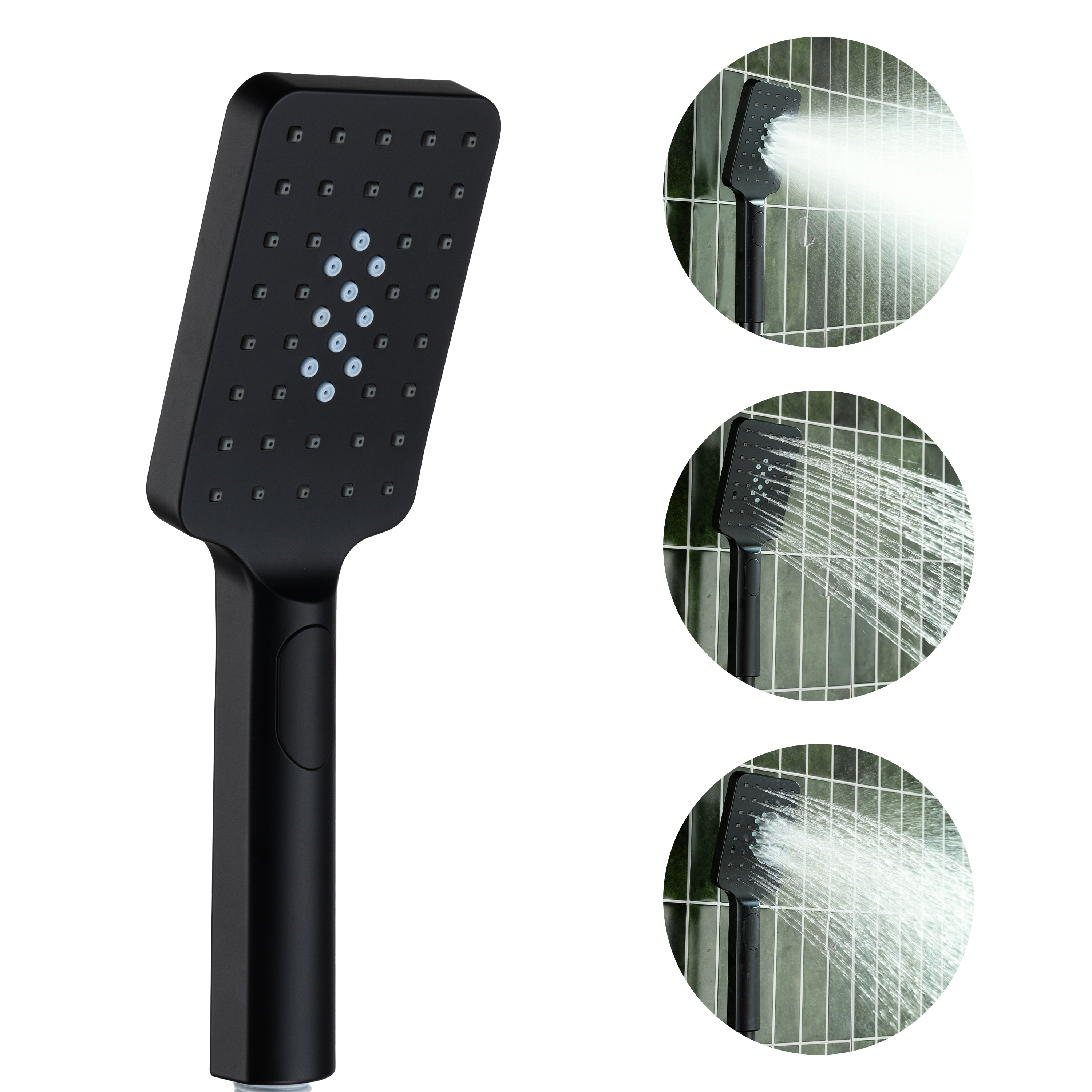 3-Function Handheld Shower Head with Rain & Massage Spray