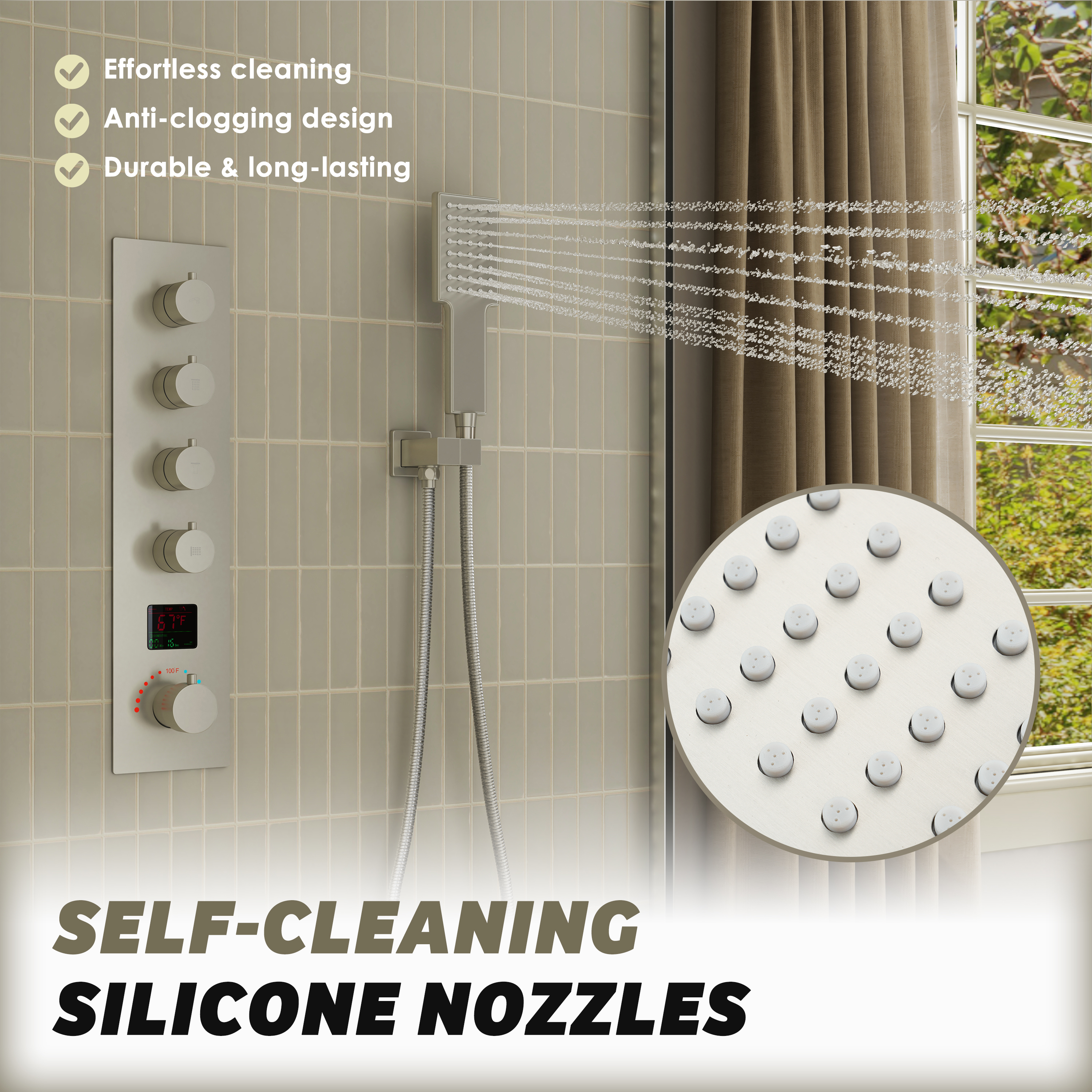 Single-Function Handheld Shower Head in 304 Stainless Steel